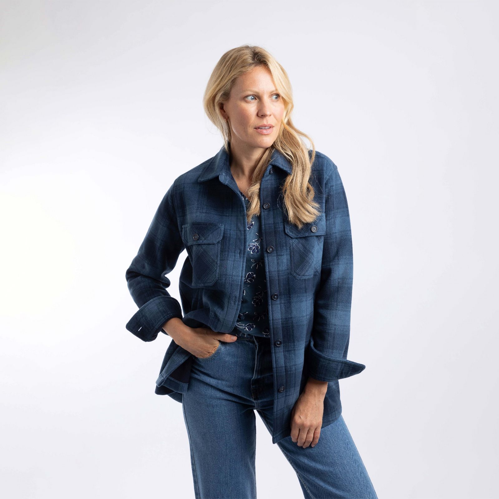Weird Fish Autumn Check Fleece Shacket