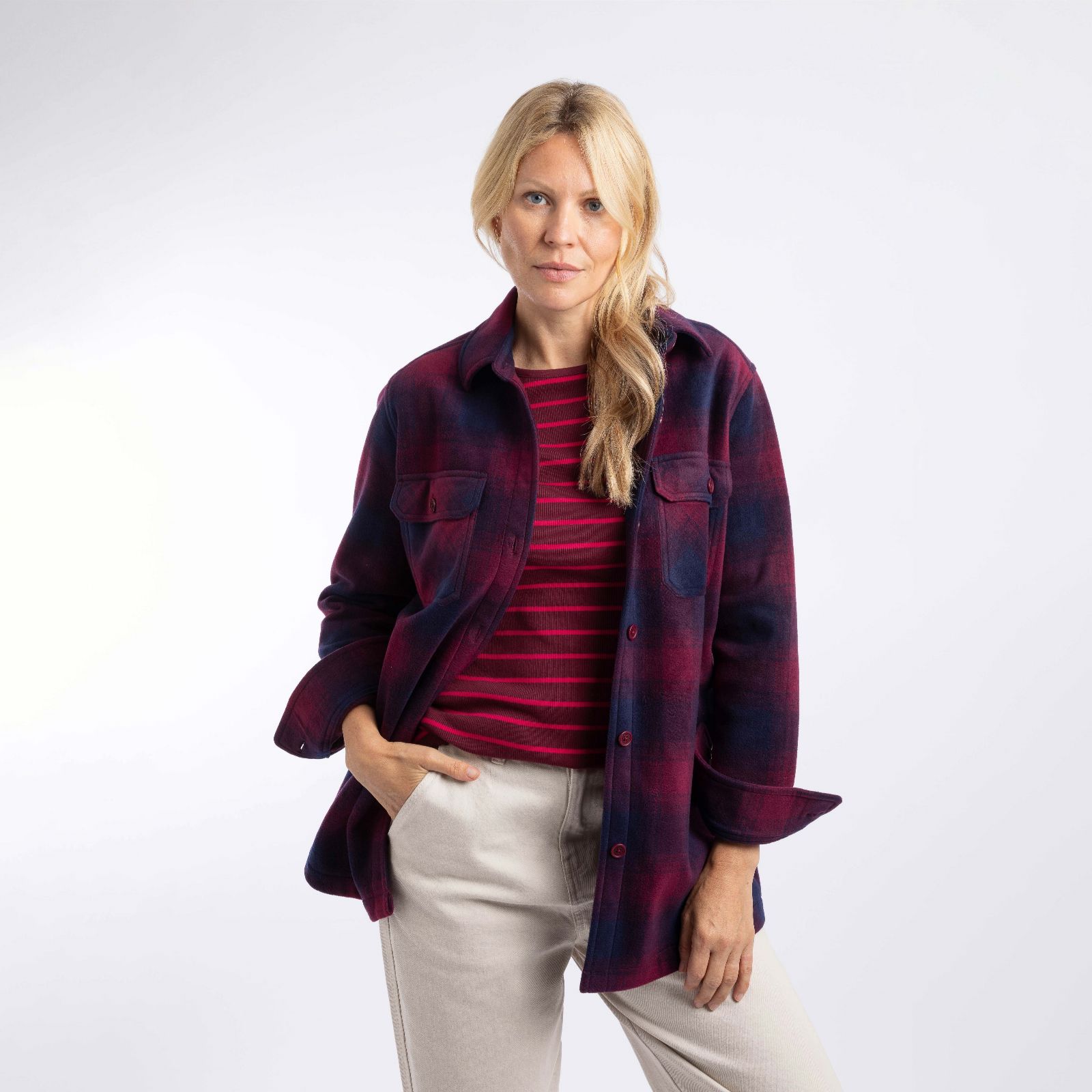 Weird Fish Autumn Check Fleece Shacket