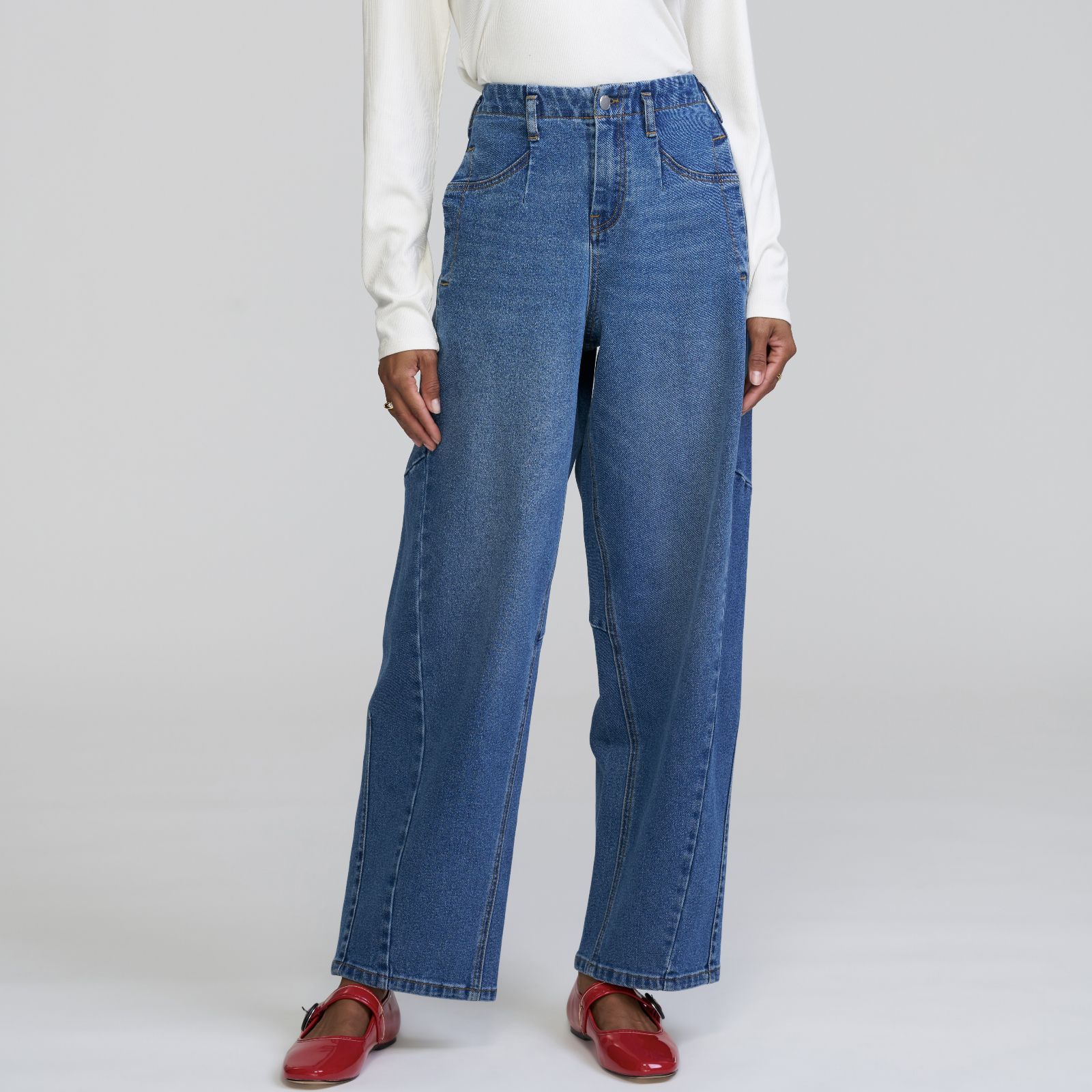 ELLE Get The Look Barrel Leg Denim Jeans