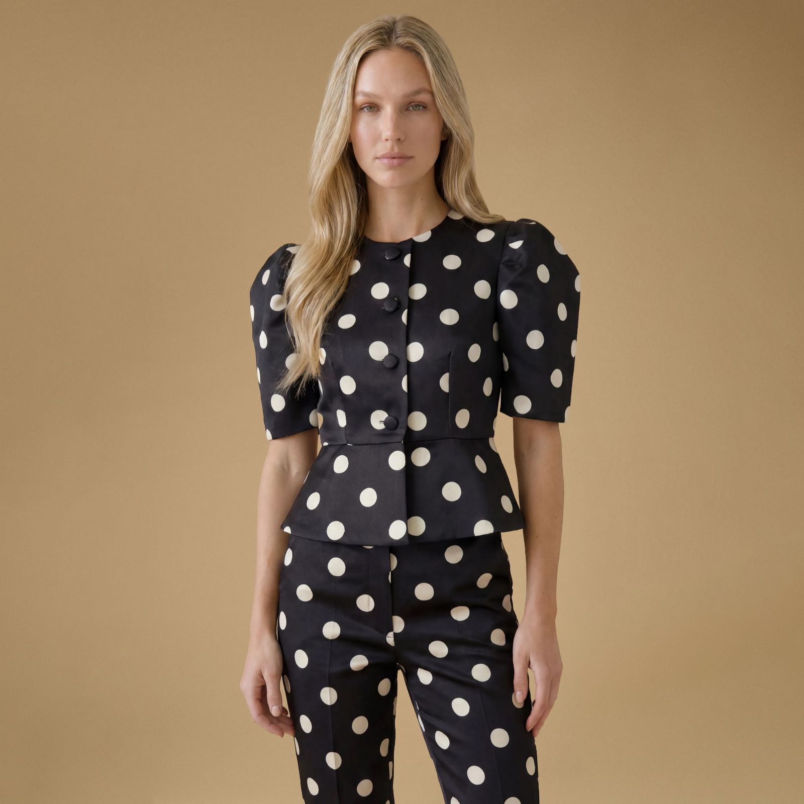 Oasis Matte Satin Polka Dot tailored top