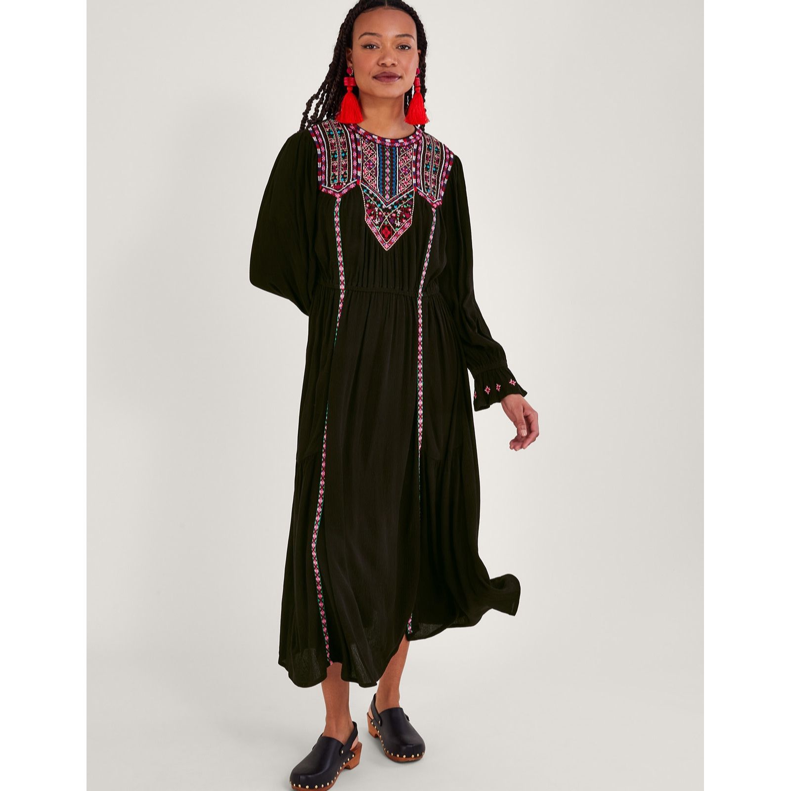 Monsoon black 2024 maxi dress