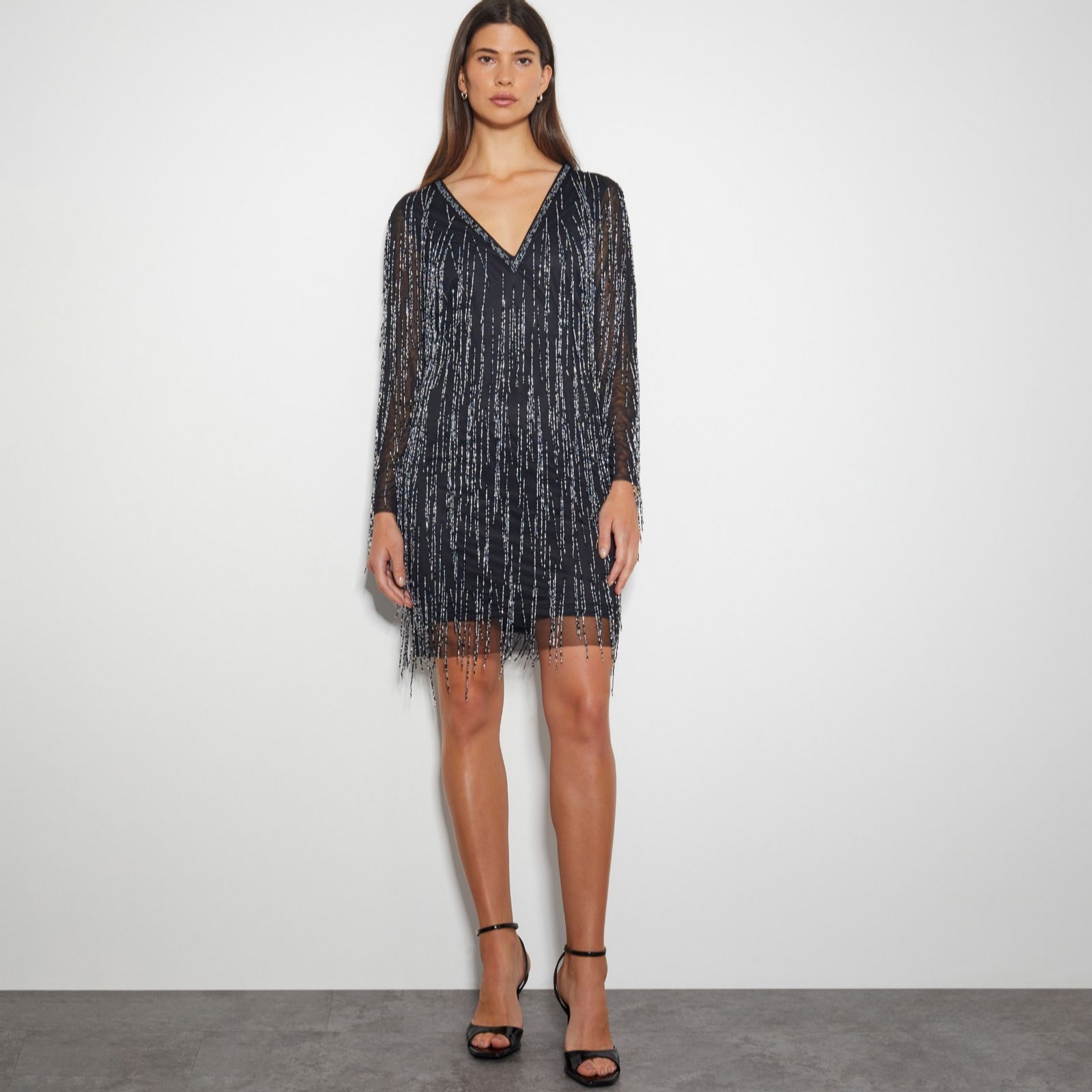 Monsoon Sylvia Short Embellished Fringe Dress