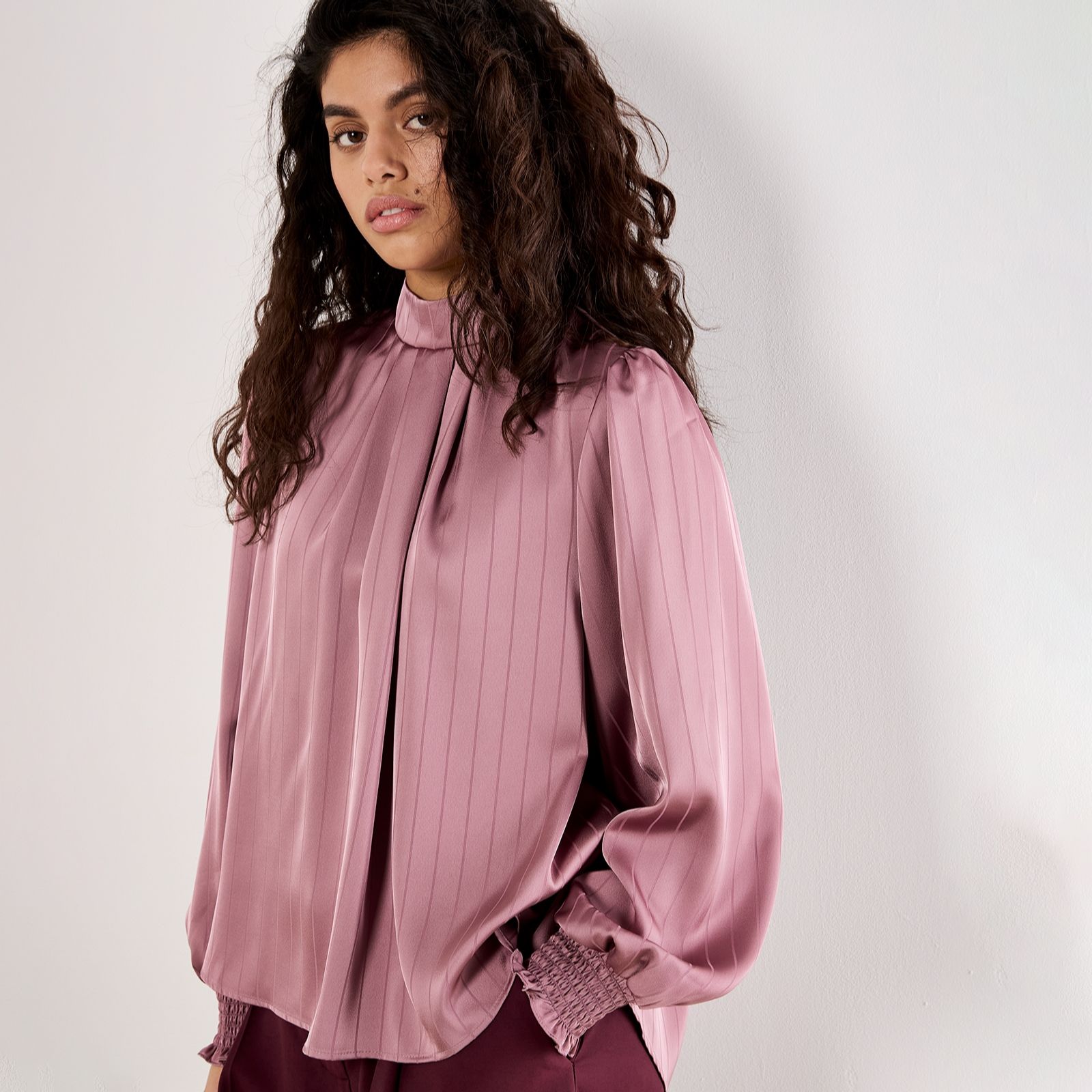 Apricot Satin Stripe Tie Back Top