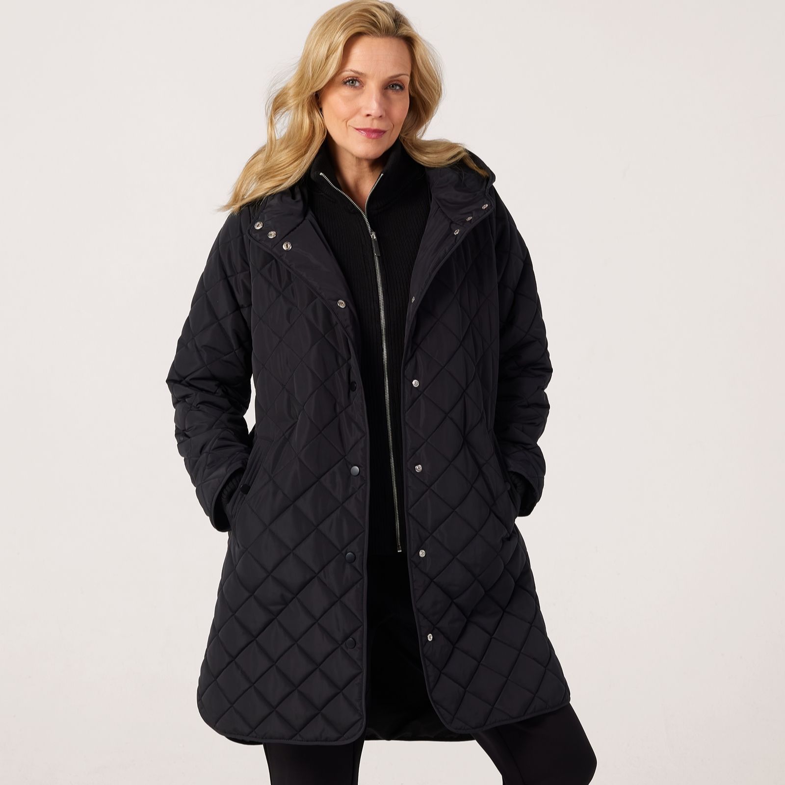 Ruth Langsford Leisurewear Quilted Coat with Knitted Mock Insert