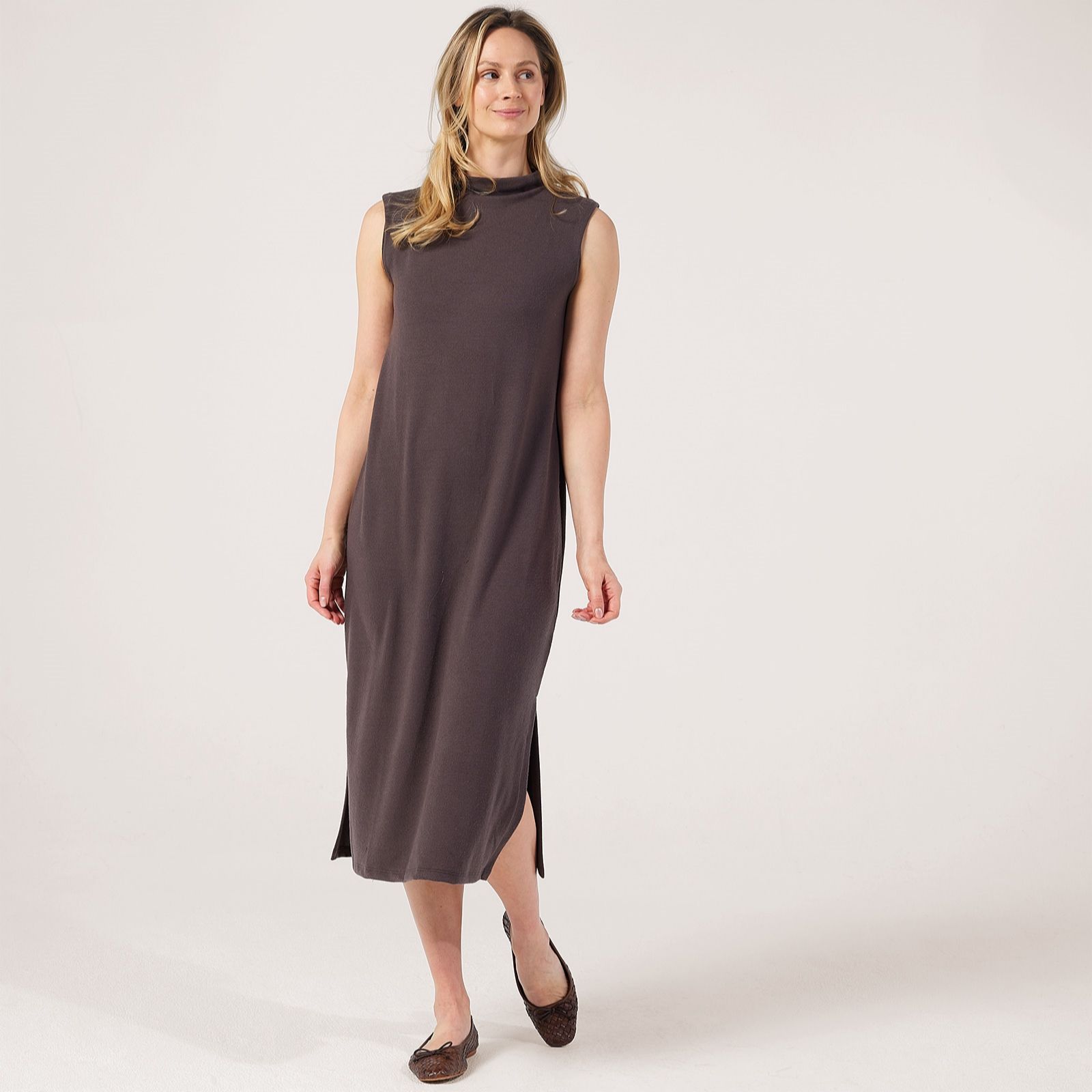 Kim & Co Soft Touch Knit High Neck Midi Dress
