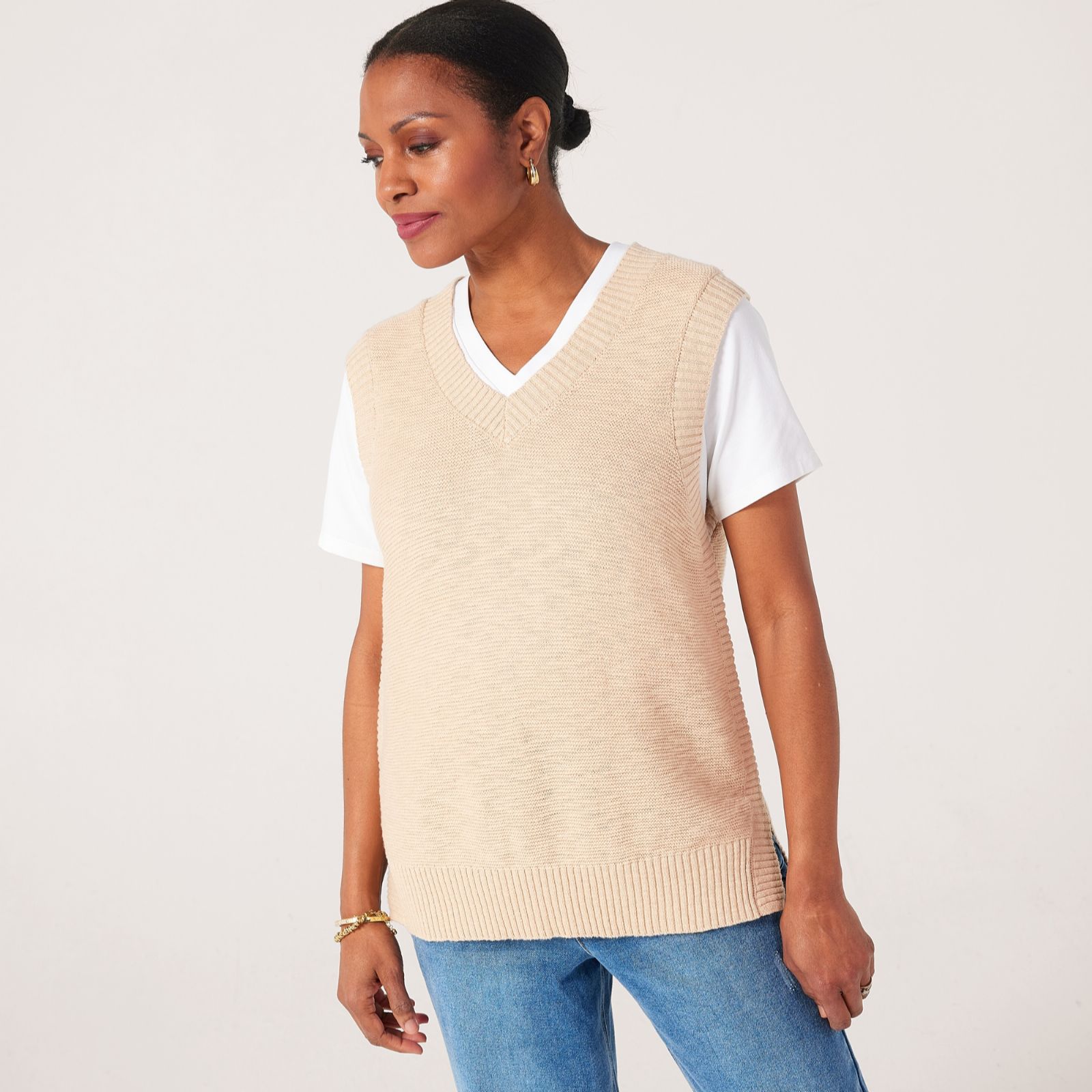 Ruth Langsford Cotton Slub Knit V neck Vest Top