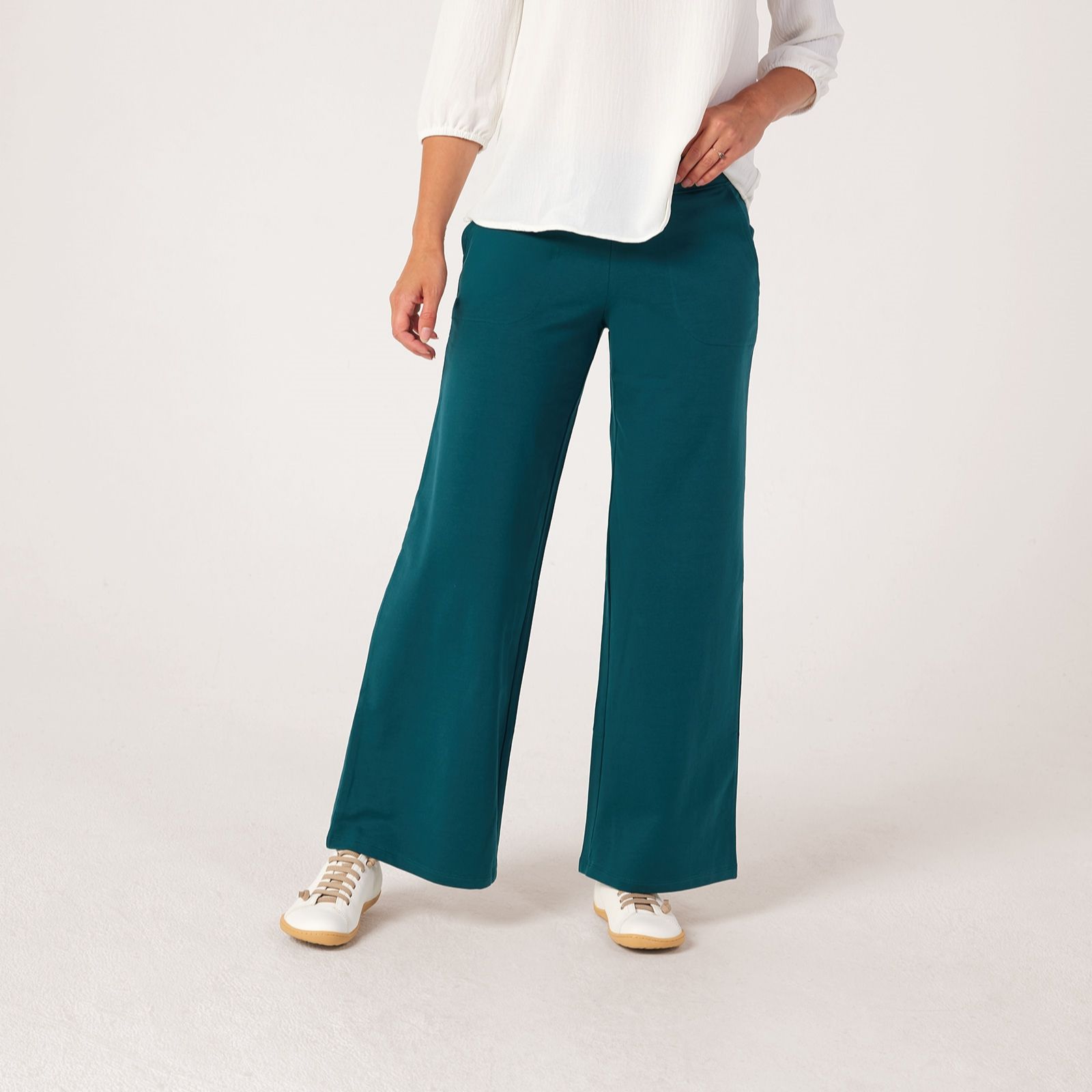 Denim & Co French Terry Wide Leg Trouser Standard