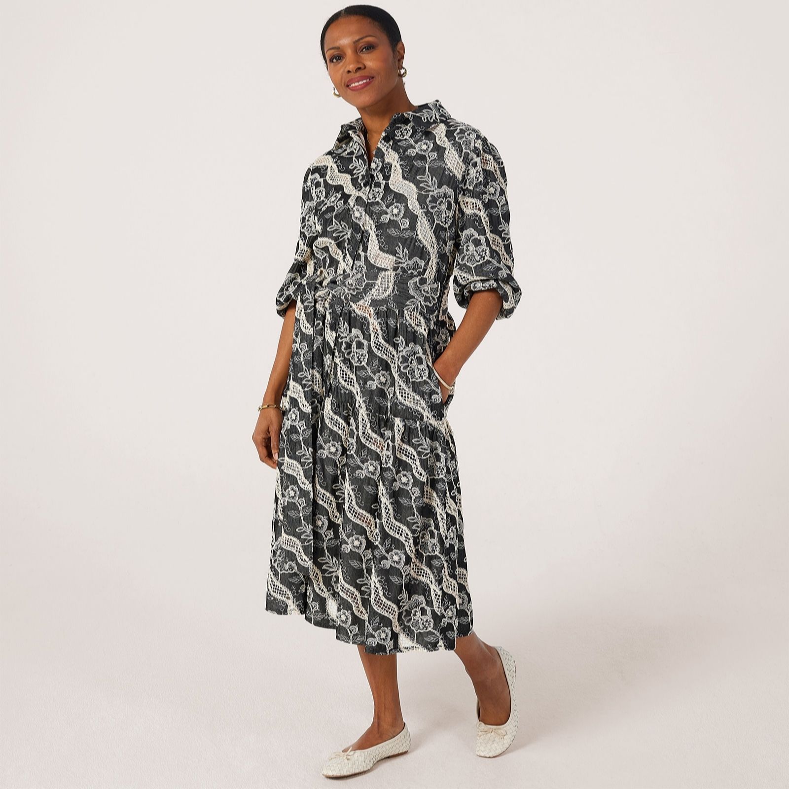 Helene Berman Embroidered Cassie Midi Dress