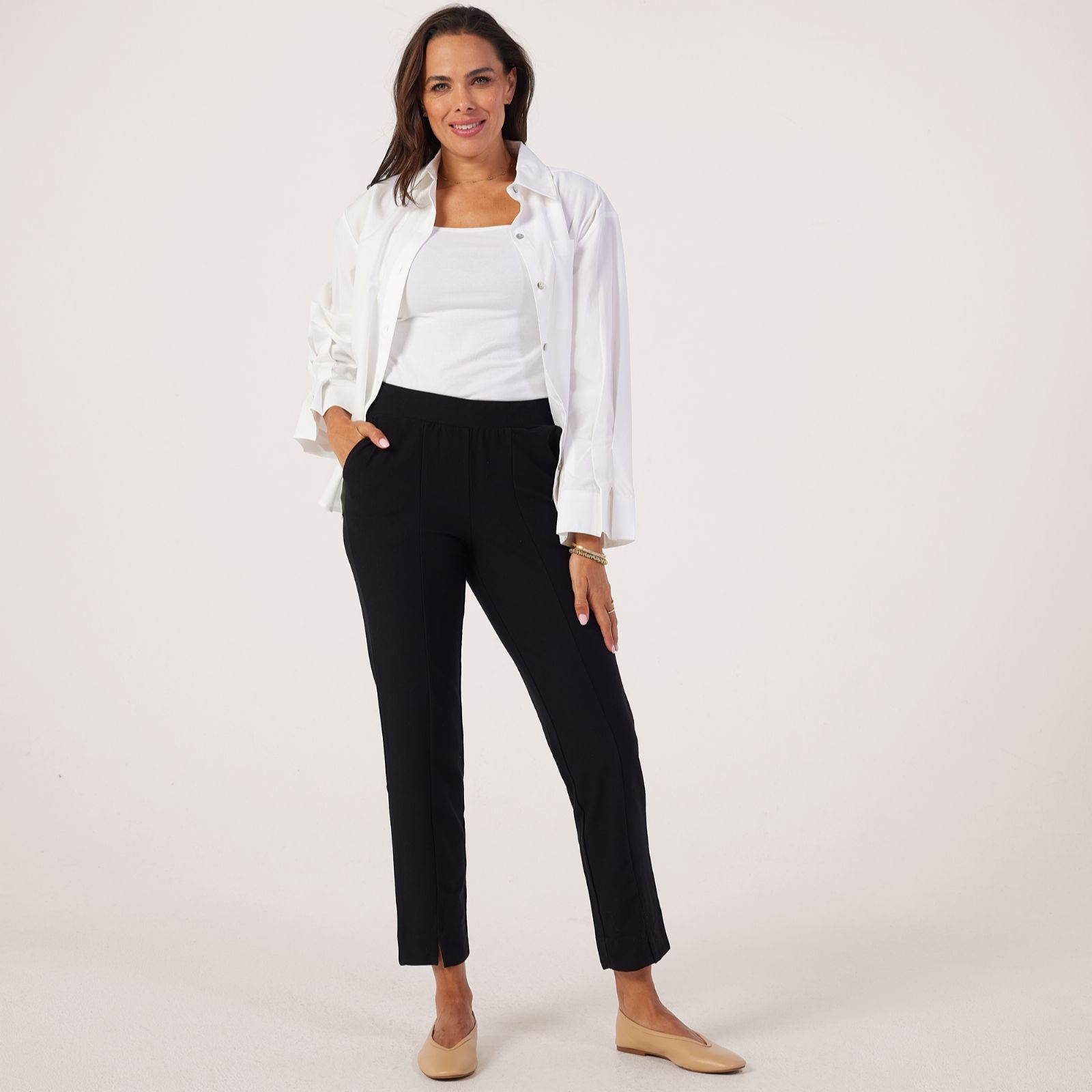MarlaWynne Essential Knit Crepe Slim Ankle Trousers