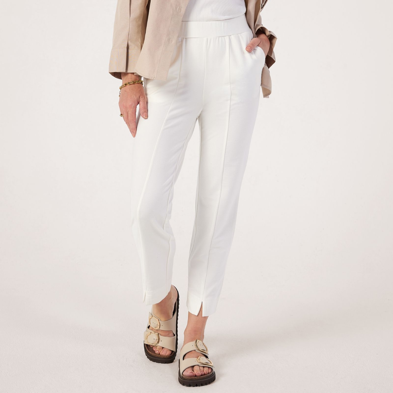 MarlaWynne Essential Knit Crepe Slim Ankle Trousers