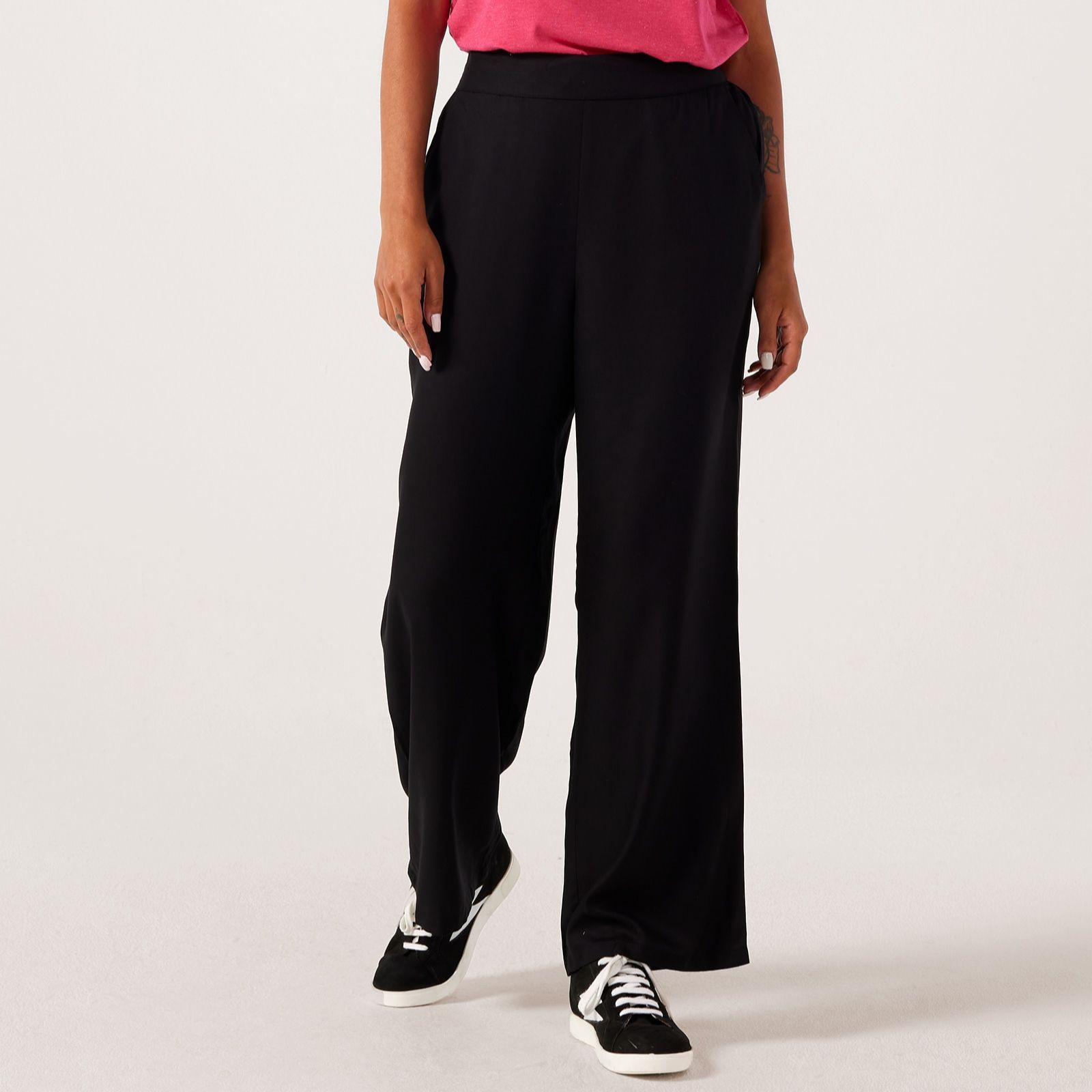 Denim & Co. Viscose Twill Wide Leg Trouser Petite