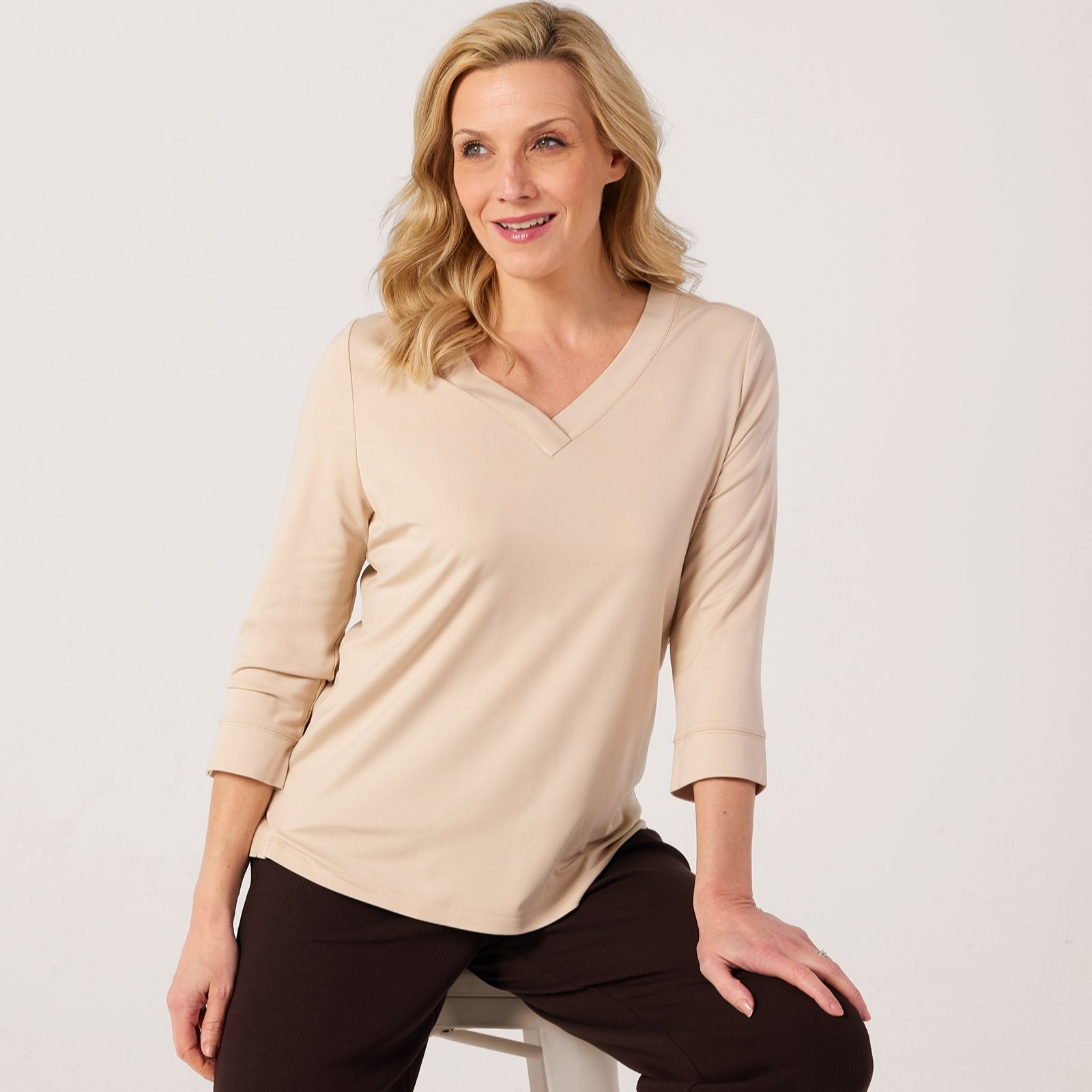 Ruth Langsford V Neck 3/4 Sleeve Essential Top