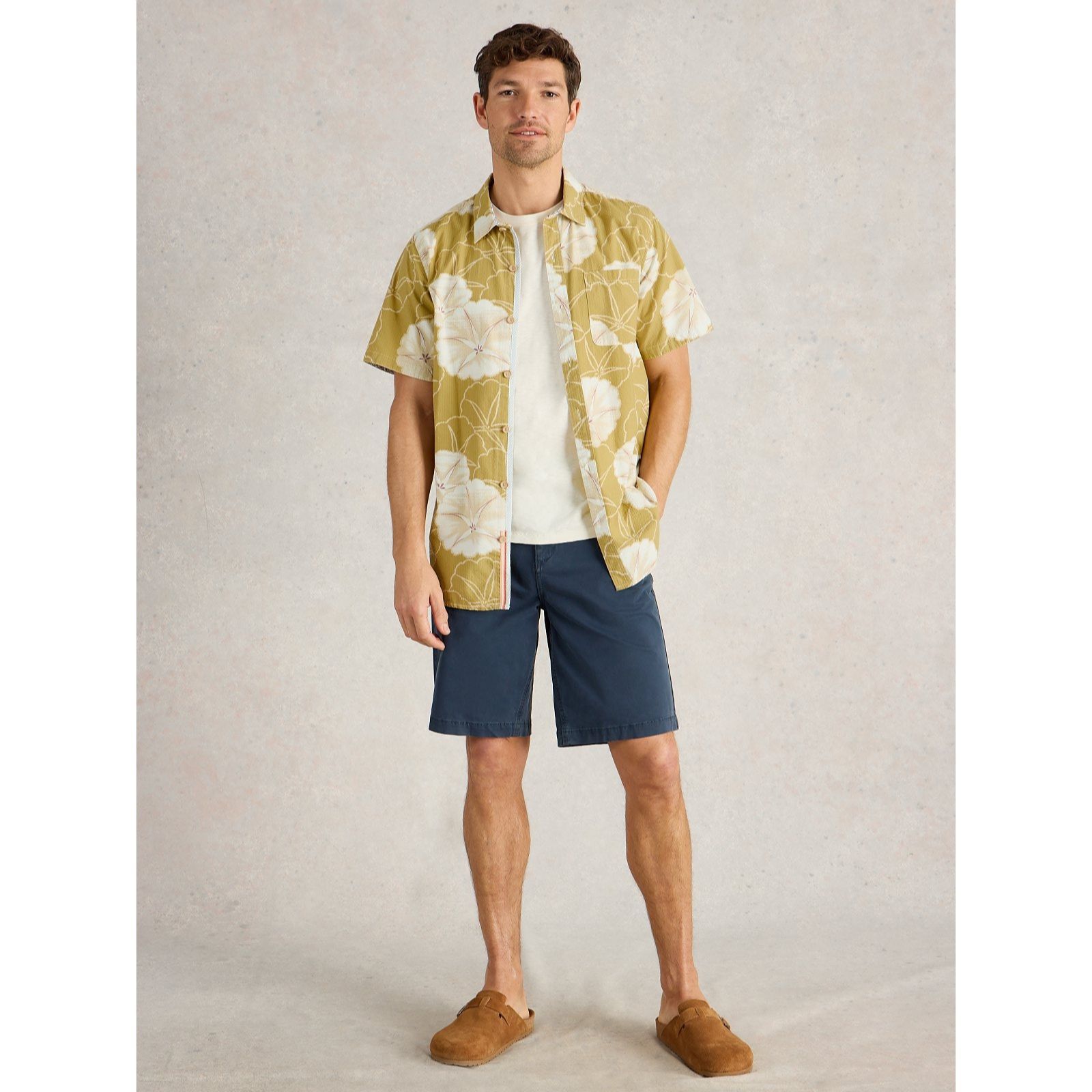 White Stuff Men's Short Sleeve Printed Shirt