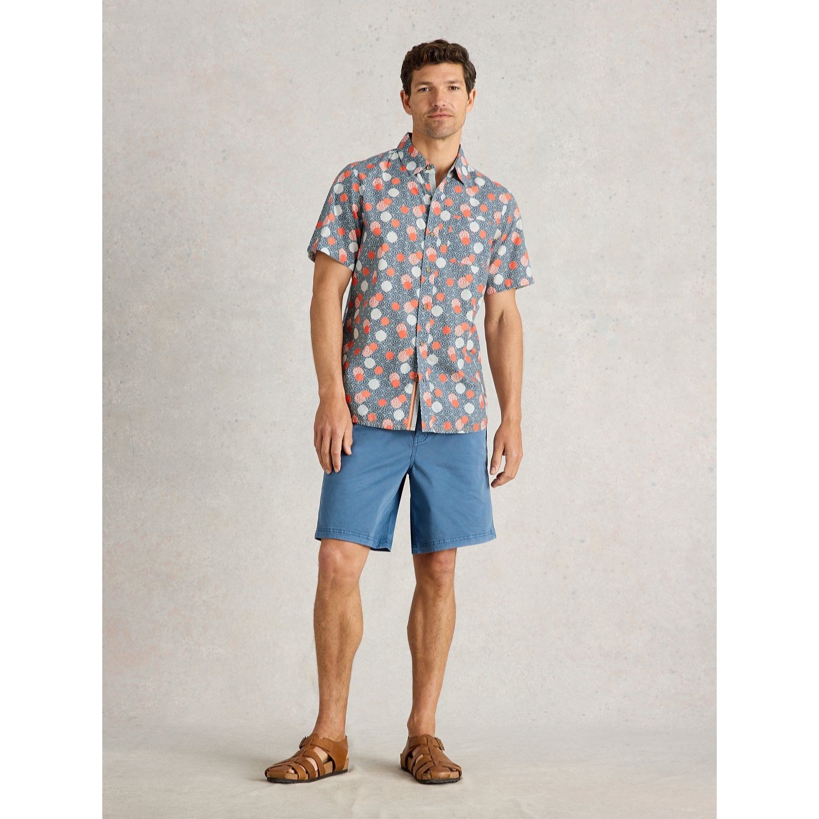 White Stuff Men's Short Sleeve Printed Shirt