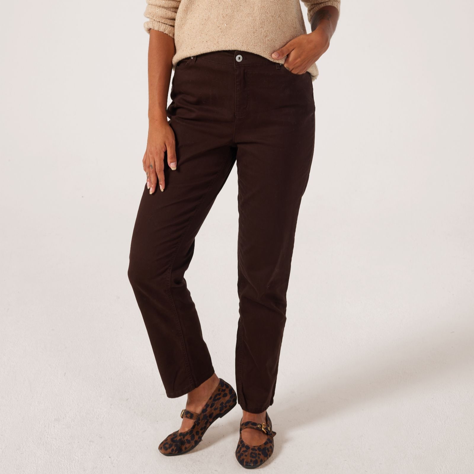 Denim & Co. Slim Straight Trousers Petite