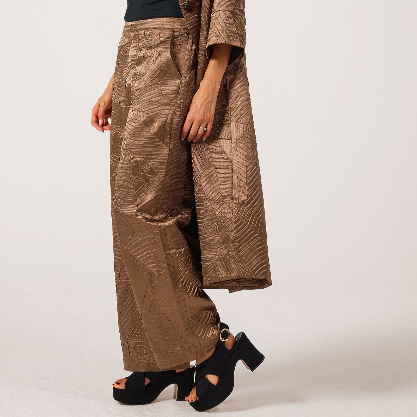 Frank Usher Textured Sateen Wide-Leg Trousers
