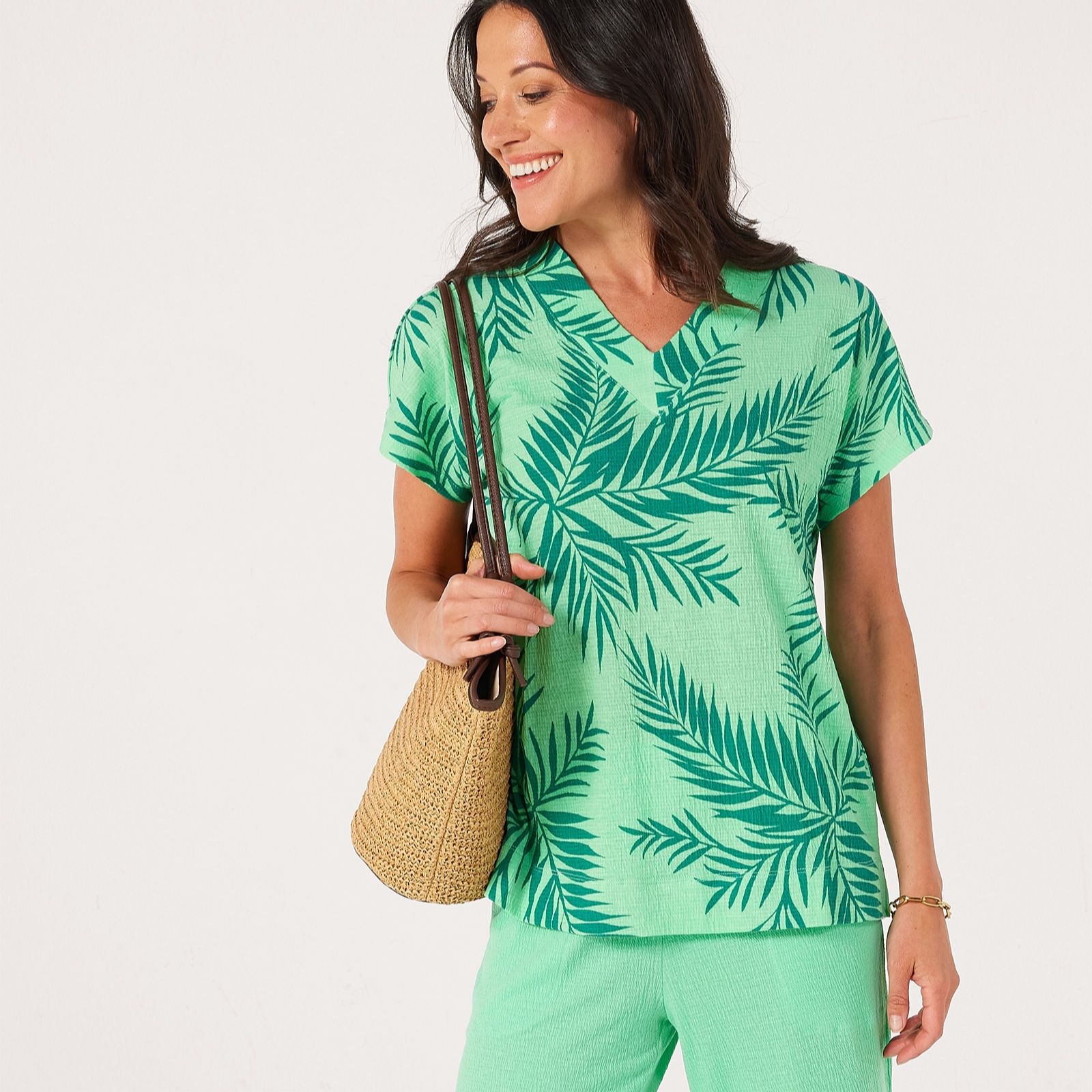 Denim & Co. Linen V-Neck Dolman Sleeve Top