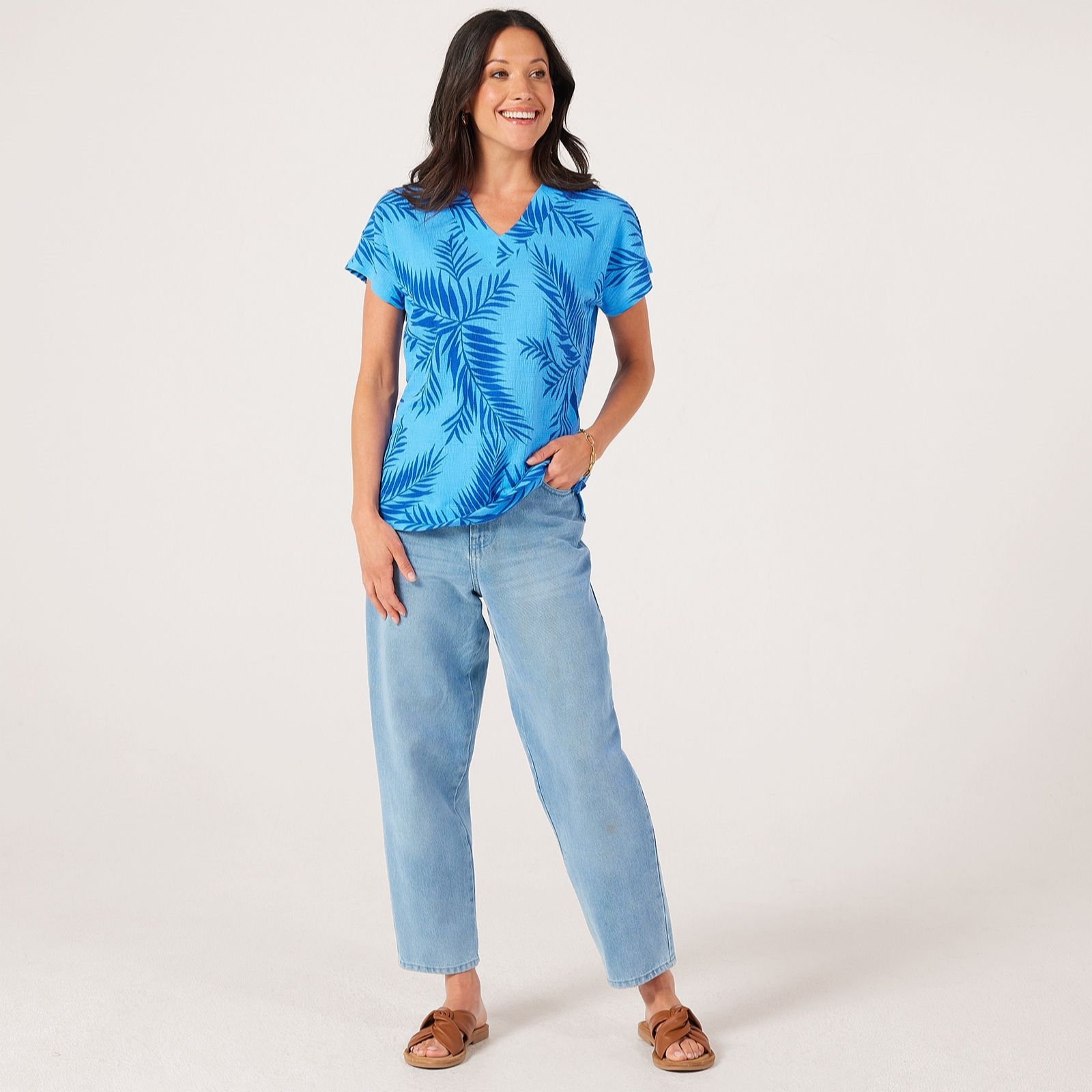 Denim & Co. Linen V-Neck Dolman Sleeve Top