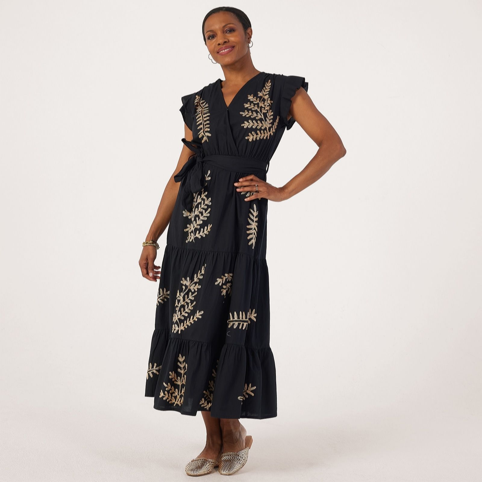 Izabel London Pure Cotton Tie Waist Midi Dress