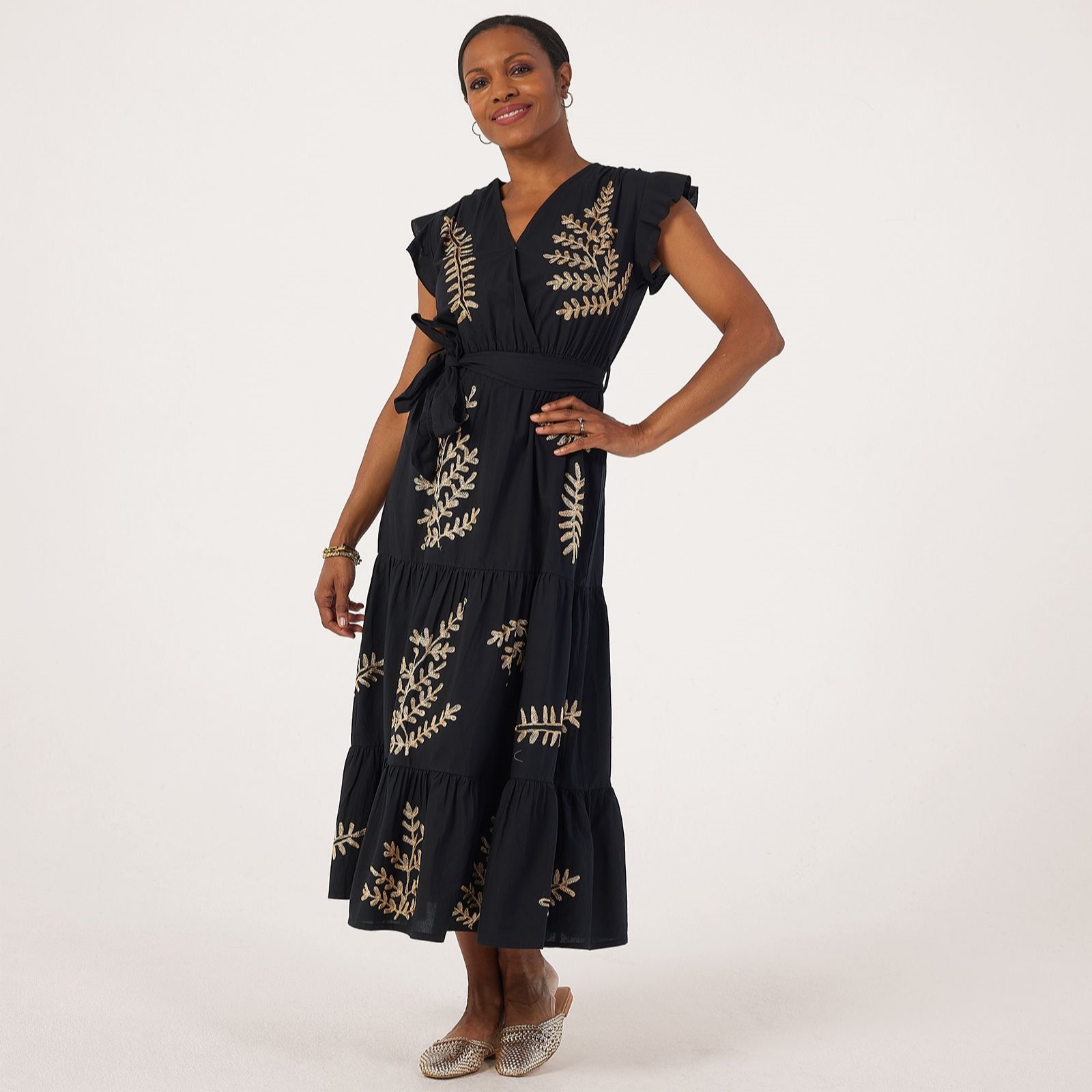 Izabel London Pure Cotton Tie Waist Midi Dress