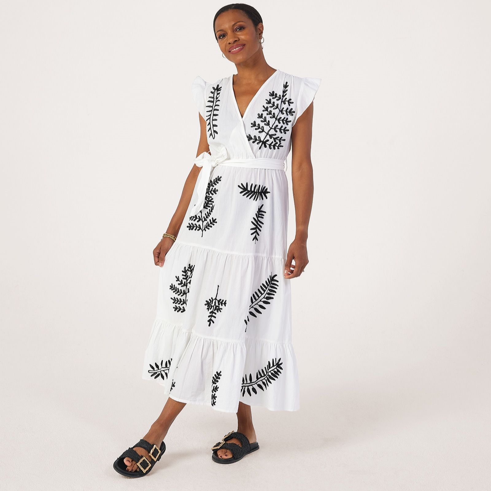 Izabel London Pure Cotton Tie Waist Midi Dress