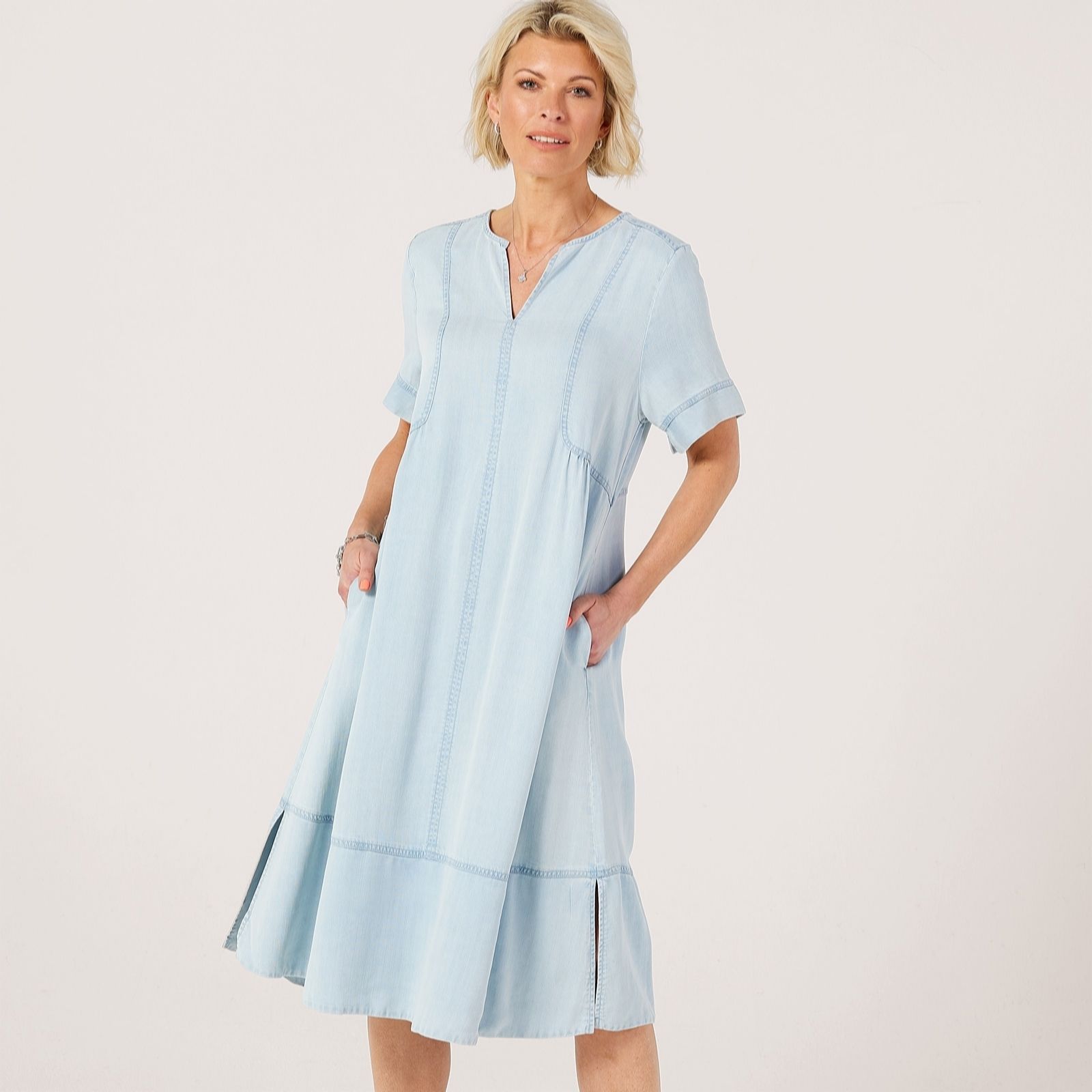 Masai Copenhagen Namiel Denim Short Sleeve Midi Dress Short Length