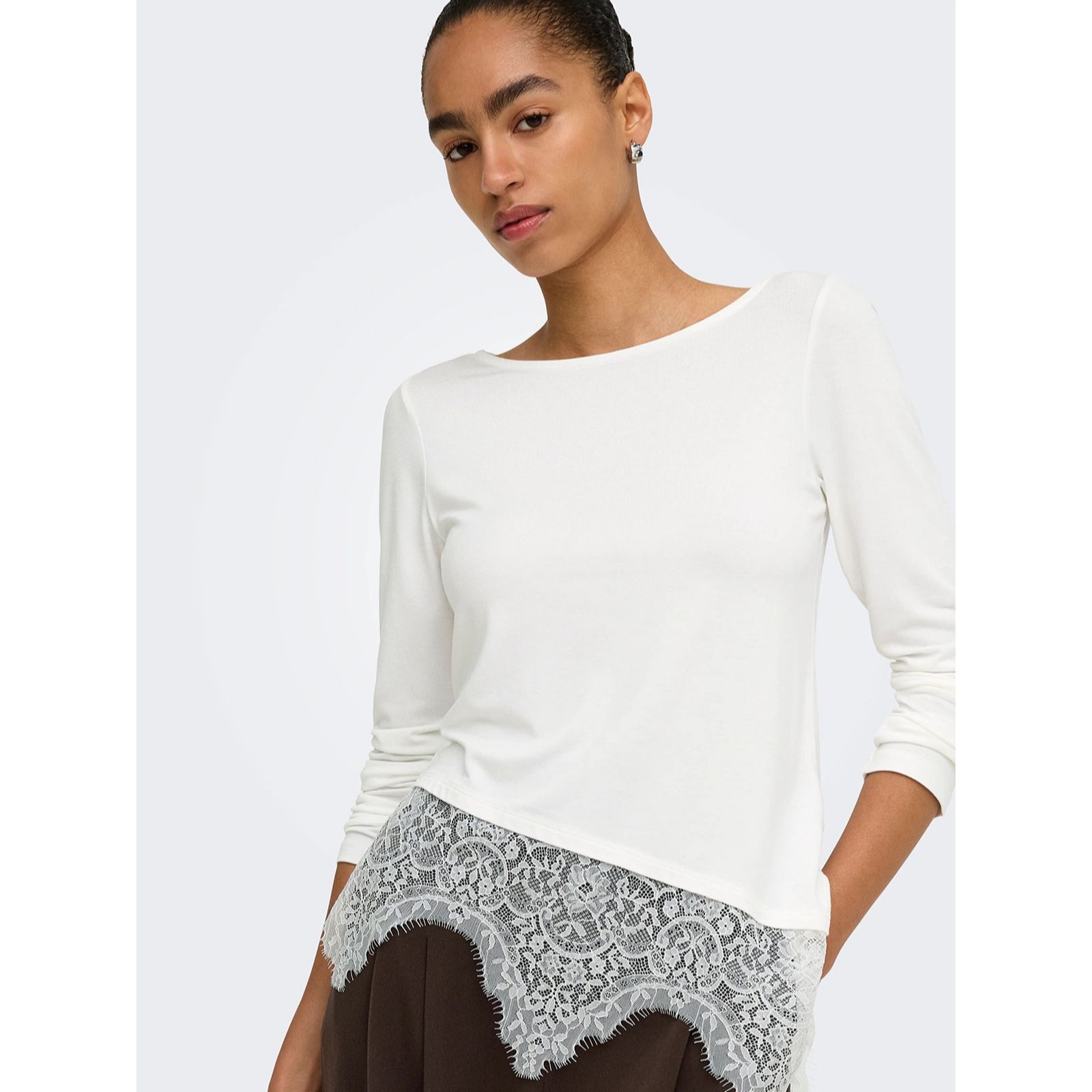 Only Laila Lace Detail Simple Top