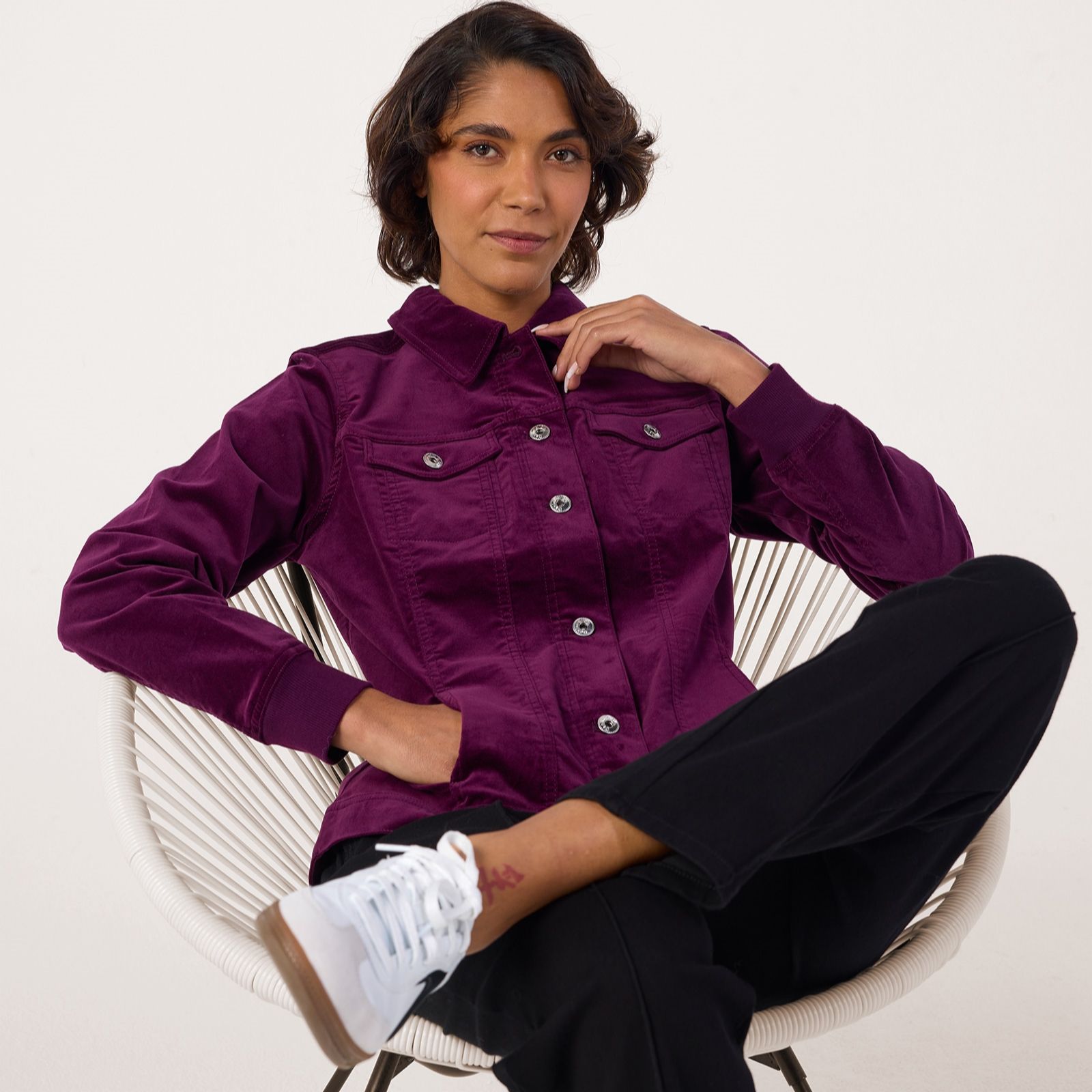 Denim & Co. Velvet Western Jacket