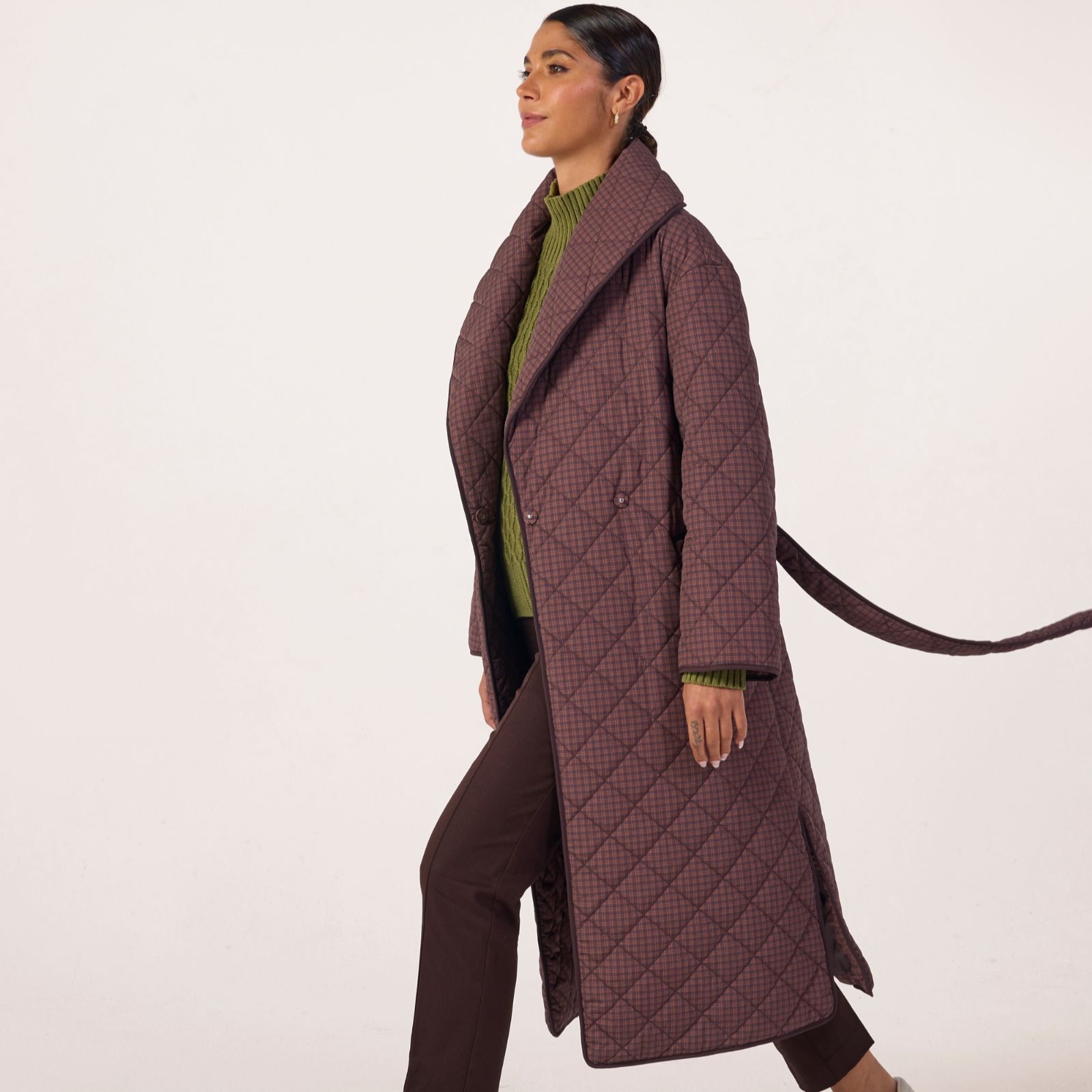 Ben de Lisi Check Shawl Collar Quilted Coat Standard