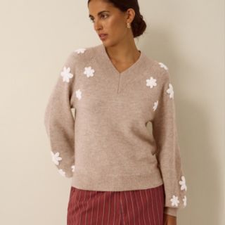 Monsoon Emily Embroidered V-Neck Jumper
