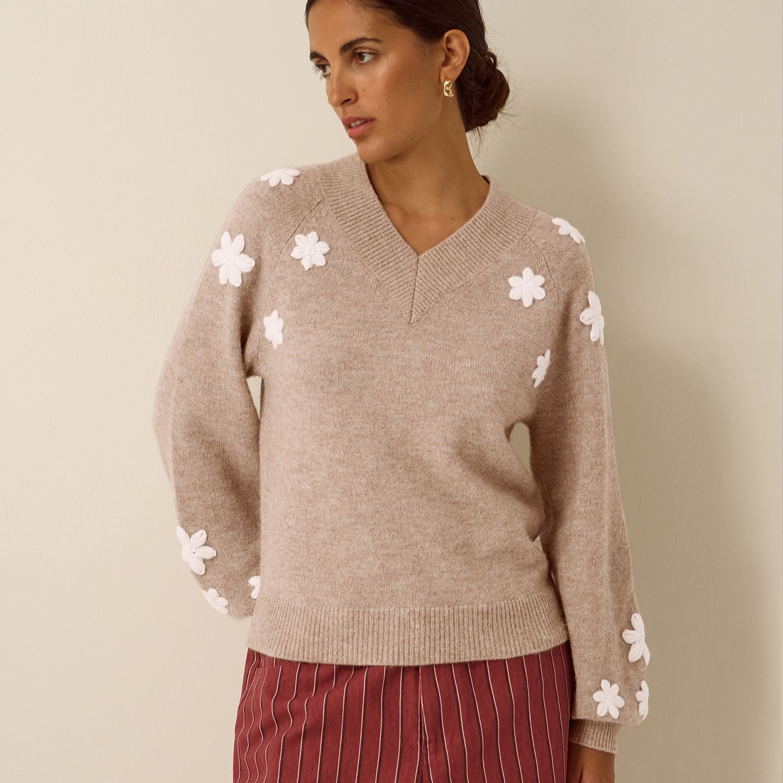 Monsoon Emily Embroidered V-Neck Jumper