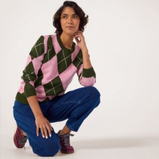 Denim & Co. Argyle Crew Jumper