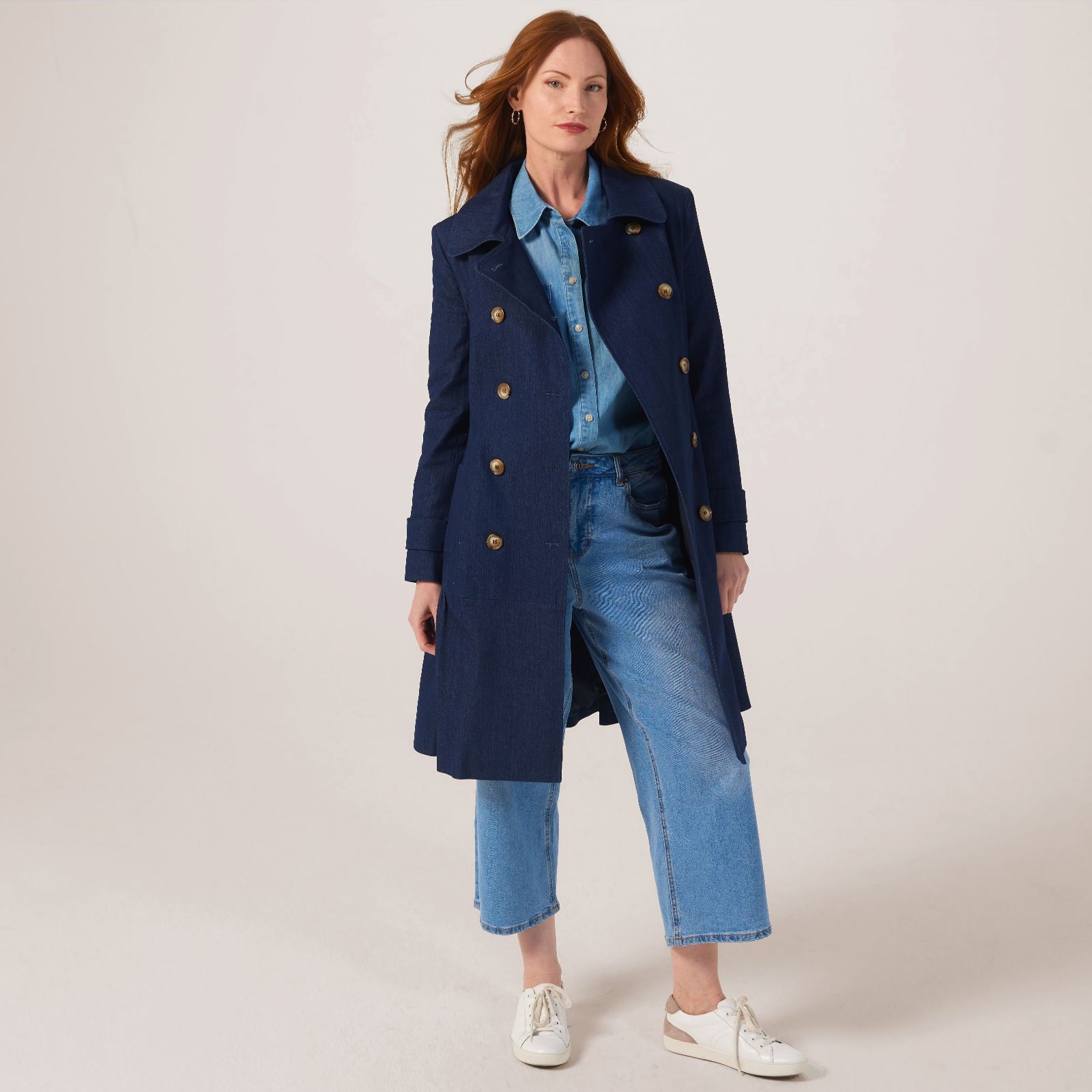 Helene Berman Denim Frill Hem Coat QVC UK