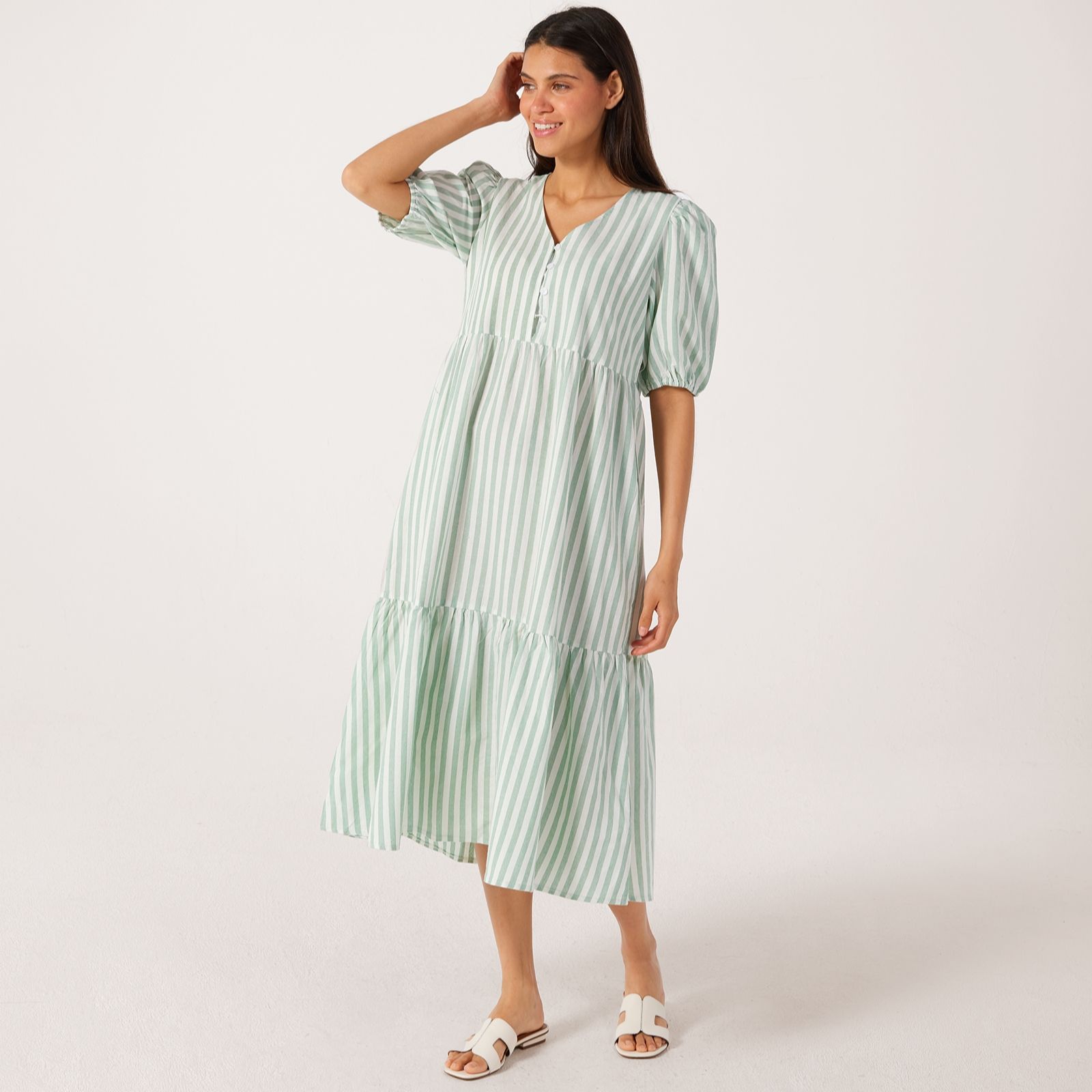 Izabel London Stripe Cotton Midi Dress
