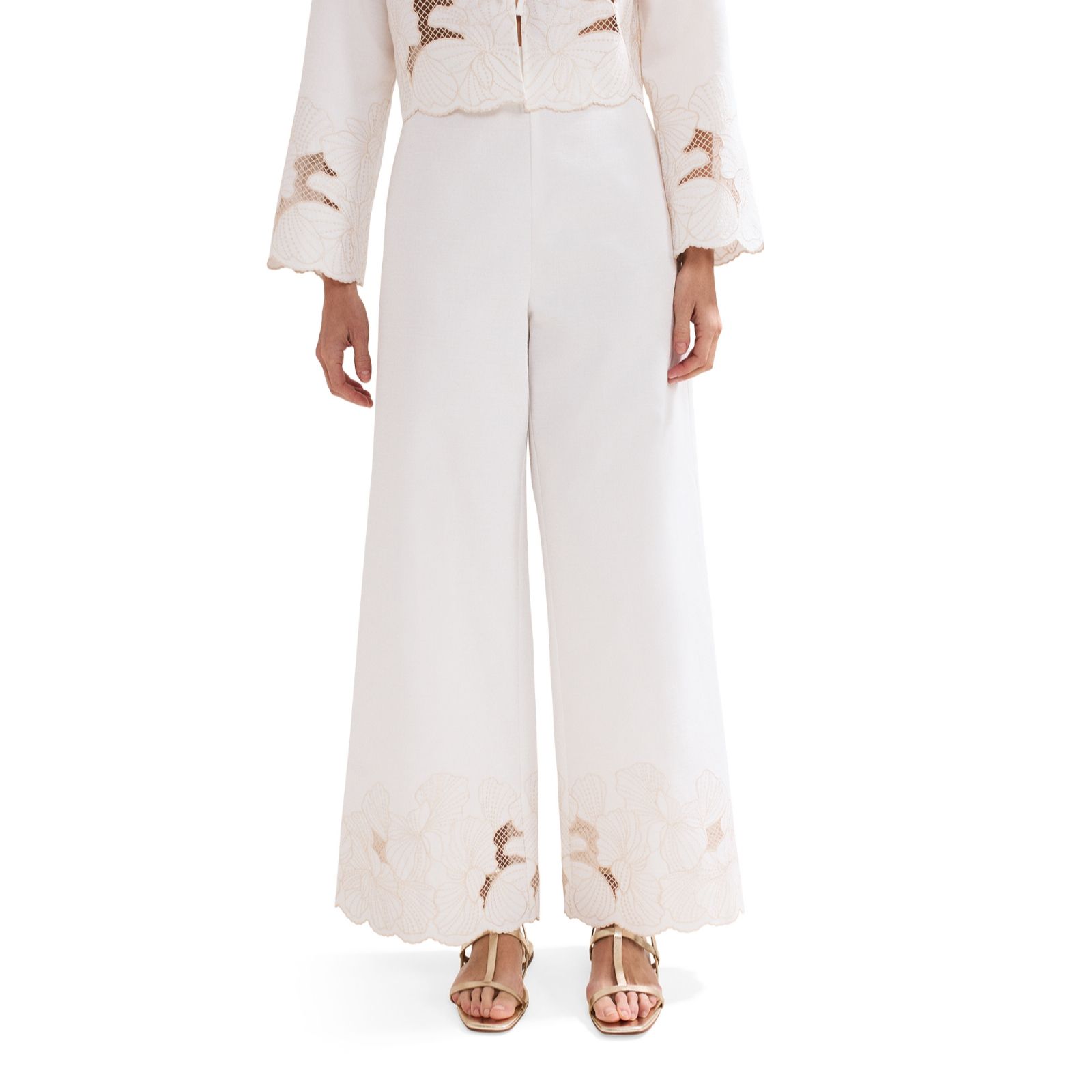 Phase Eight Linen Ivory Cut Out Trouser Standard