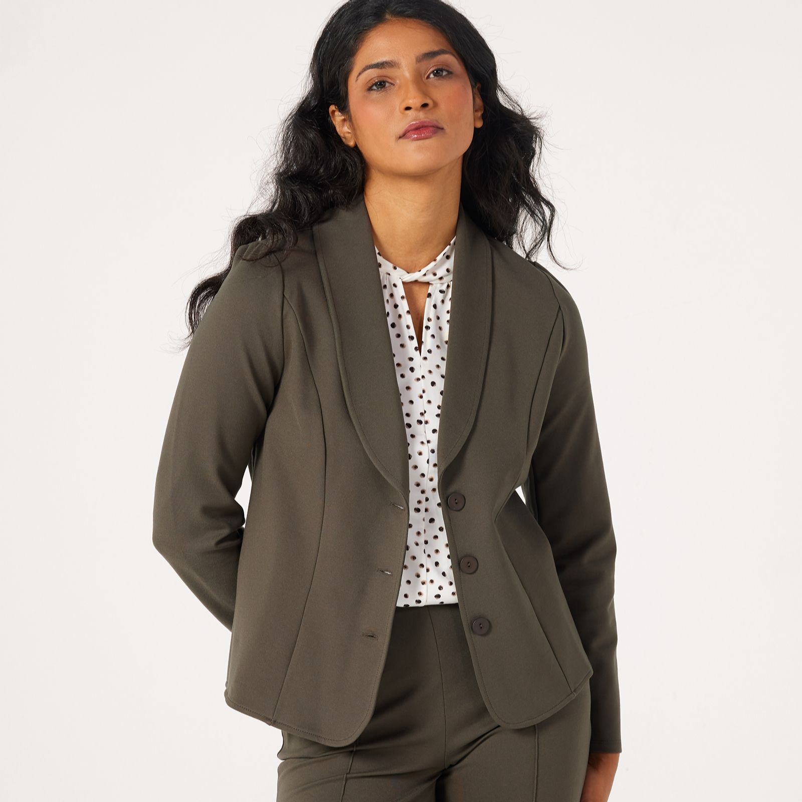 Kim & Co Stretch Ponte Long Sleeve Short Jacket