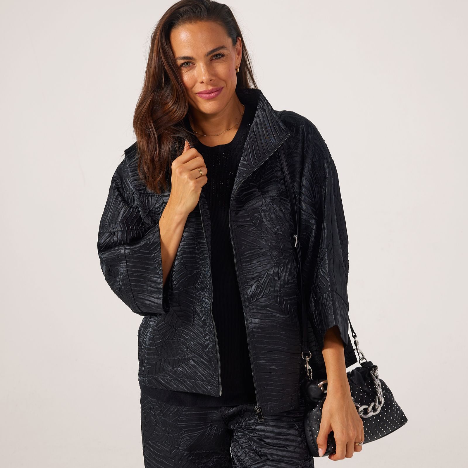 Frank Usher Textured Sateen Short Zip Jacket