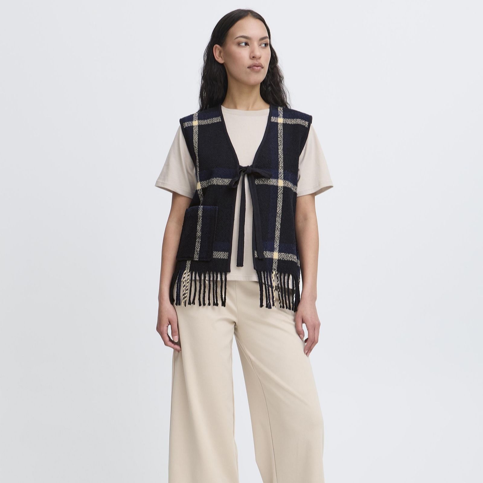 ICHI Foniza Fringe Hem Waistcoat