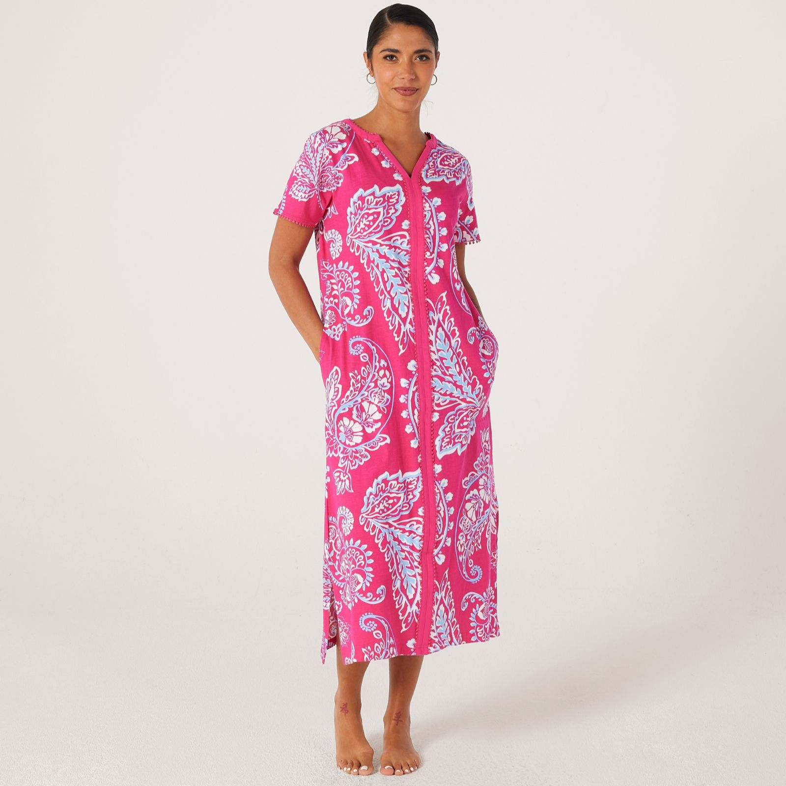 Carole Hochman Crocheted Dotted Trim Maxi