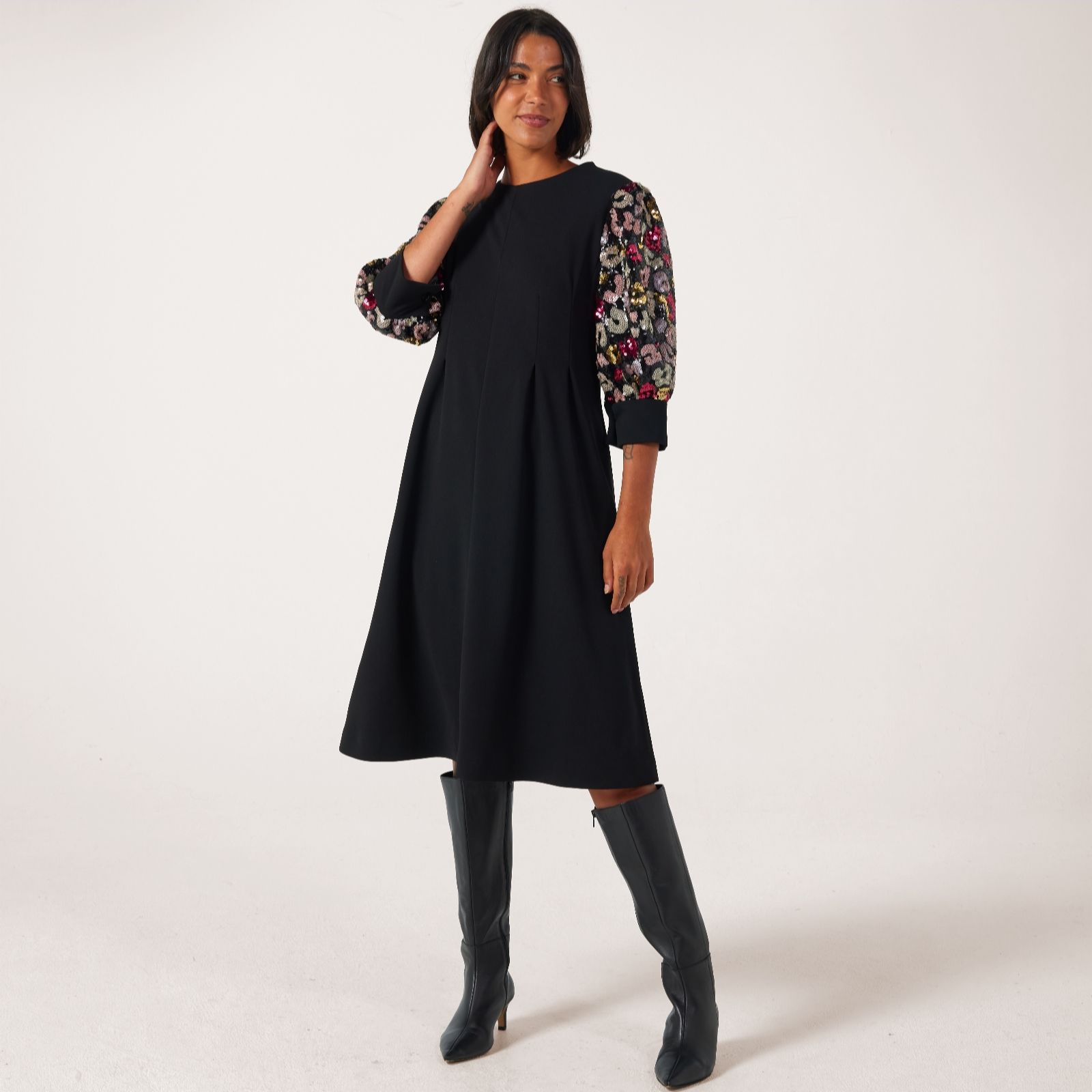 Helene Berman Animal Sequin Sleeve Dress