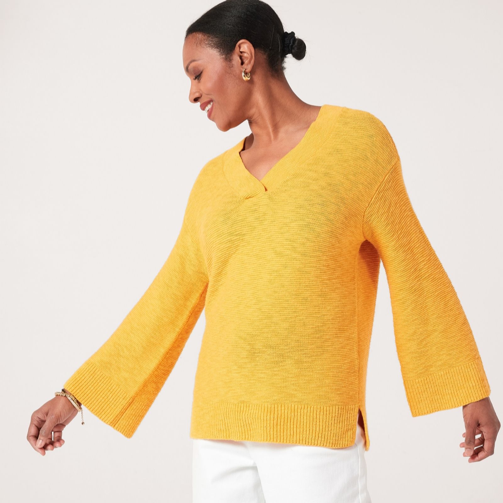 Ruth Langsford Cotton Slub V Neck Jumper