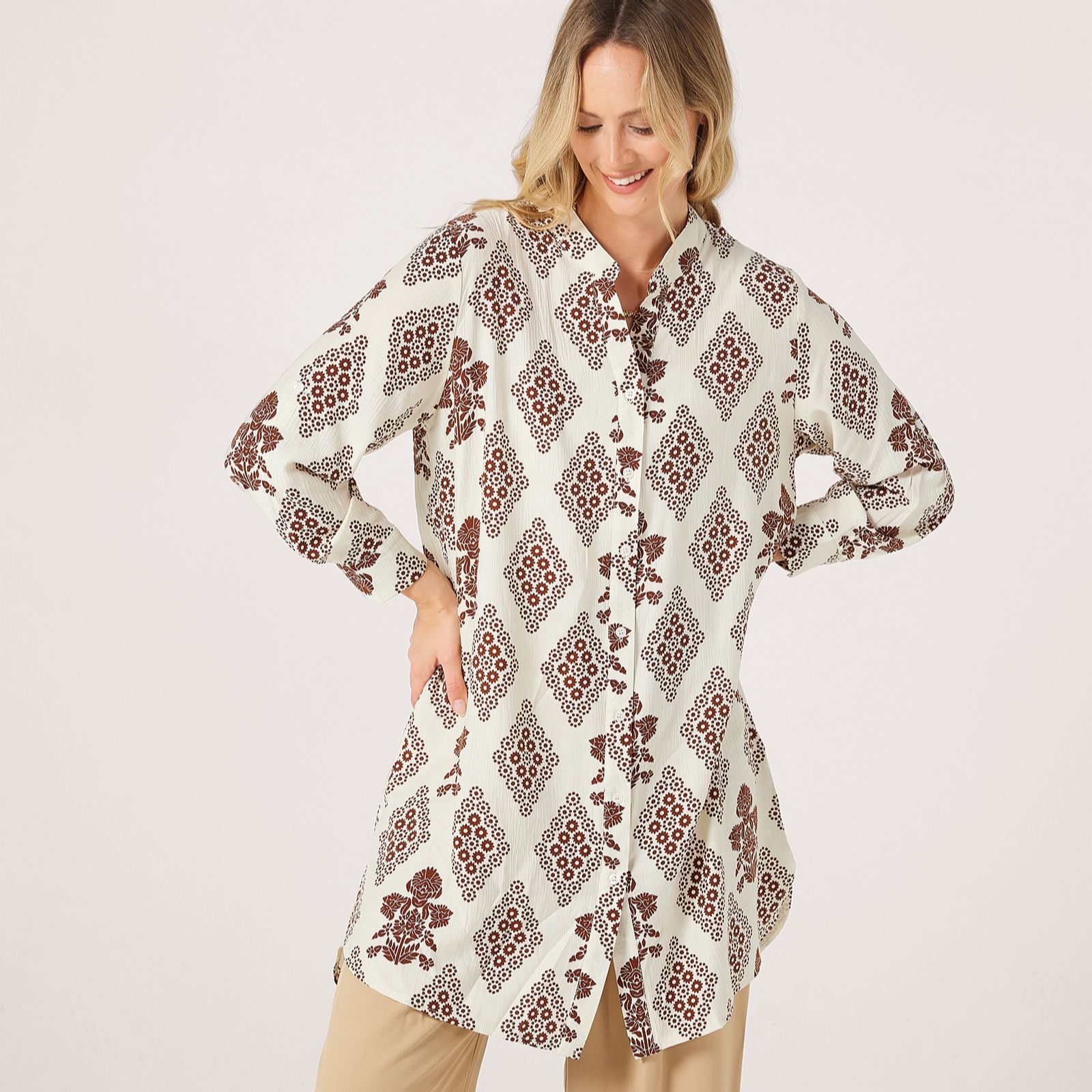 Izabel London Longline Printed Shirt