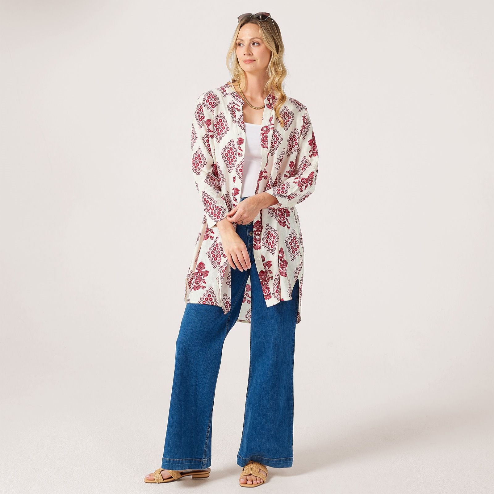 Izabel London Longline Printed Shirt