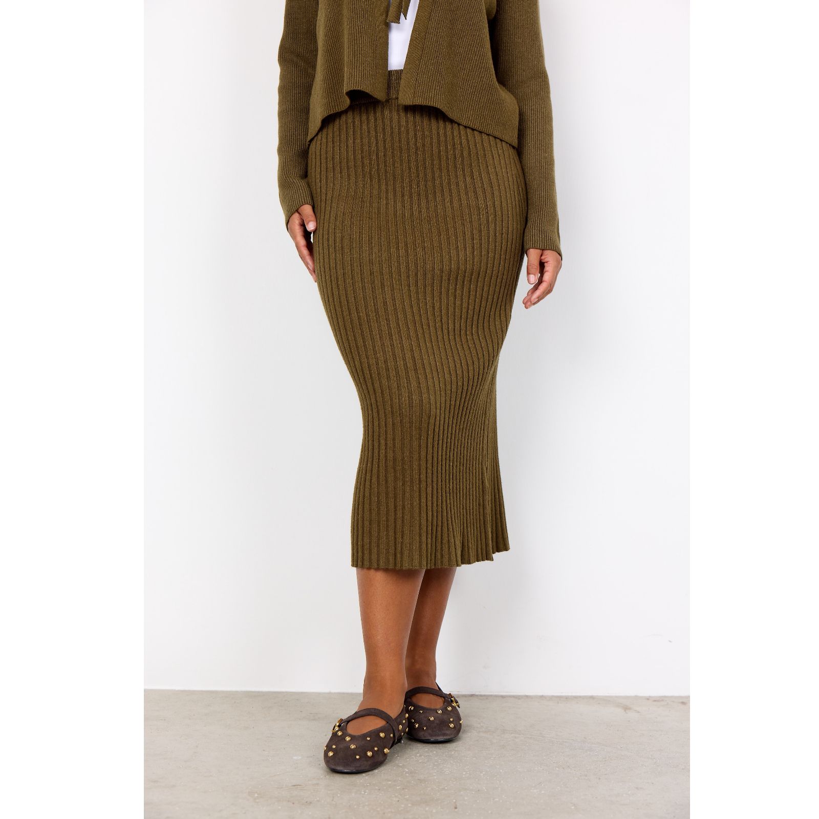 SOYACONCEPT Kanita Ribbed Midi Skirt