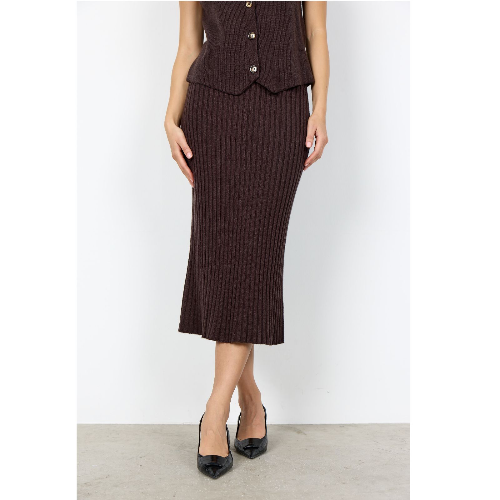 SOYACONCEPT Kanita Ribbed Midi Skirt