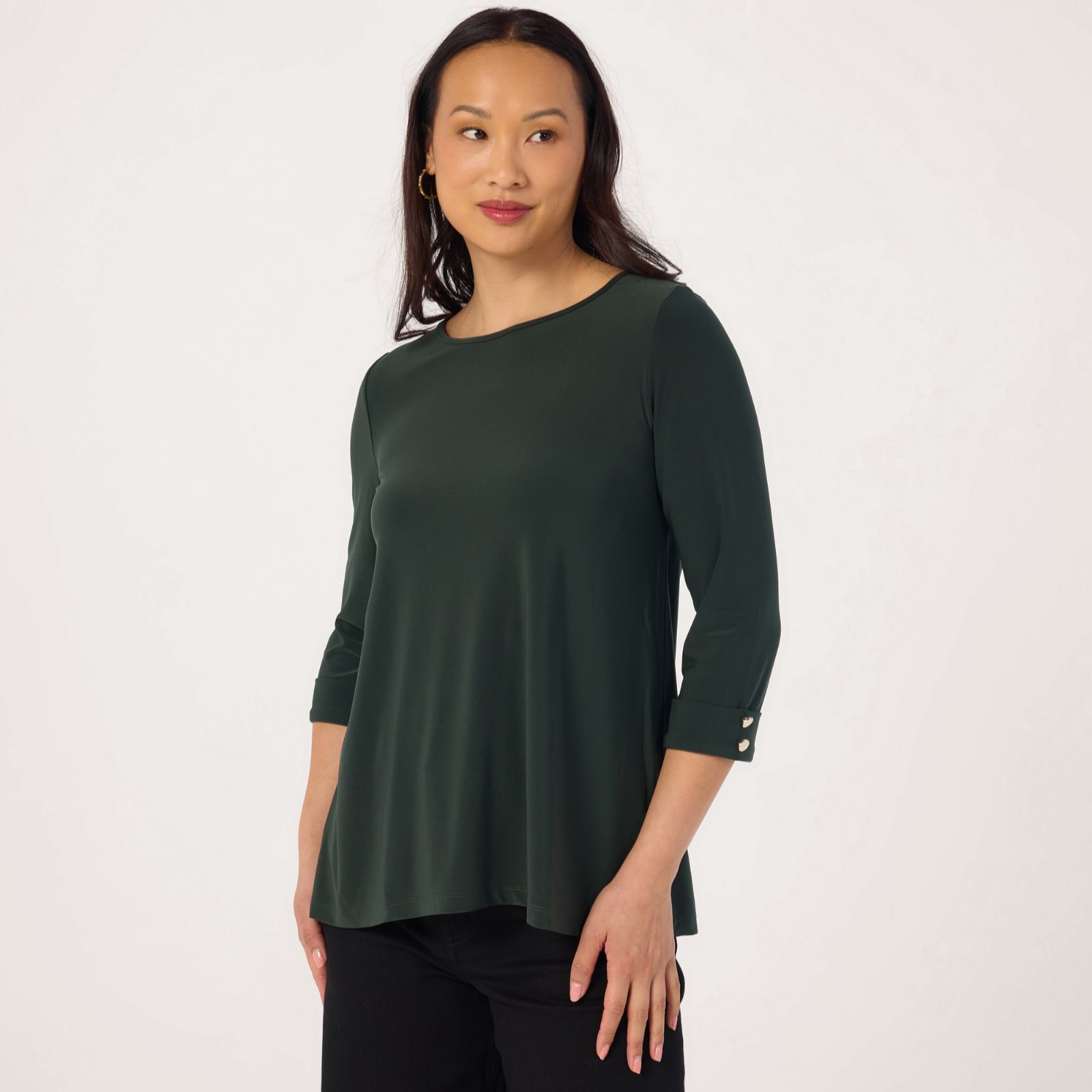 Kim & Co Deluxe Brazil Jersey 3/4 Sleeve Hi-Low Top