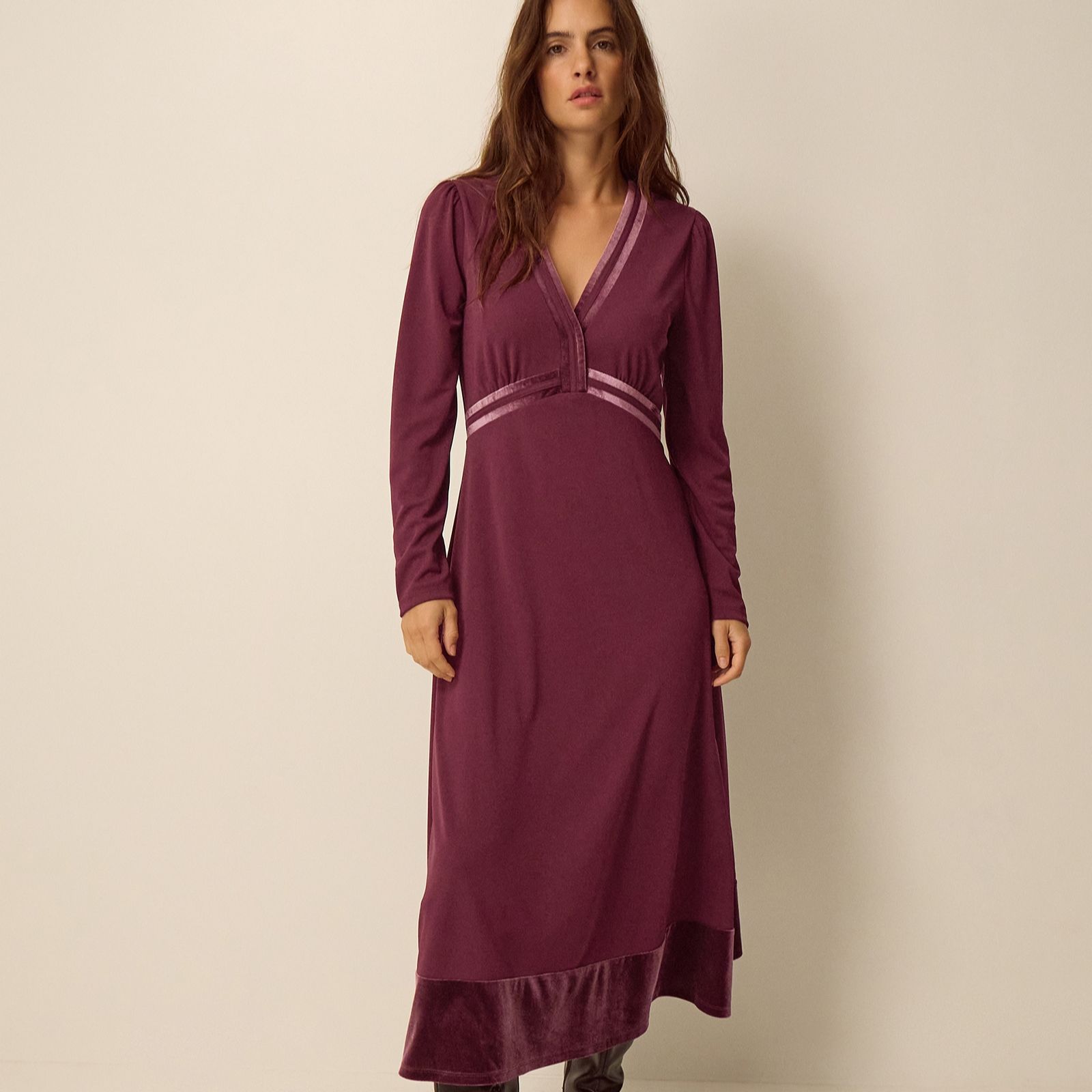 Monsoon Viv Velvet Trim Dress