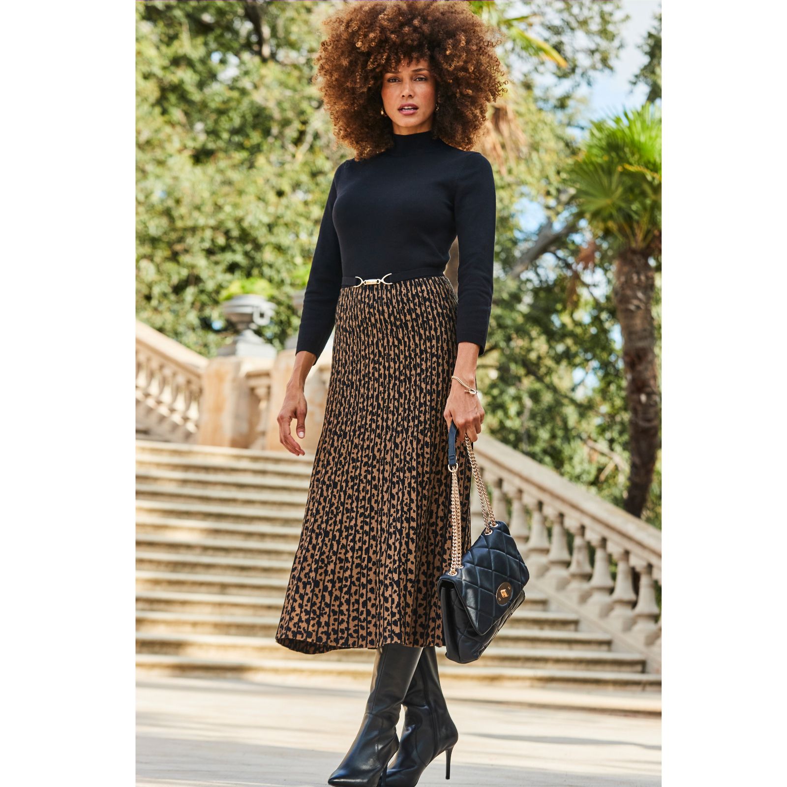 Sosandar Animal Print Two Part Knitted Midi Dress