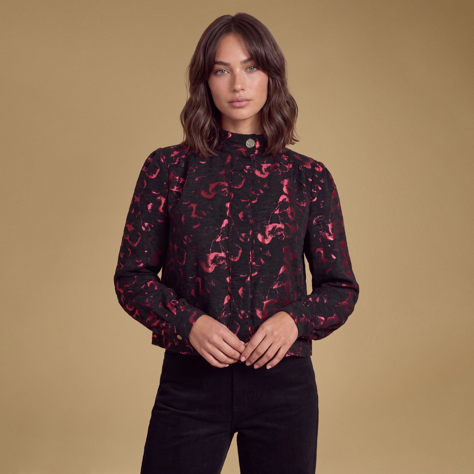 Oasis Jacquard Funnel Neck Jacket