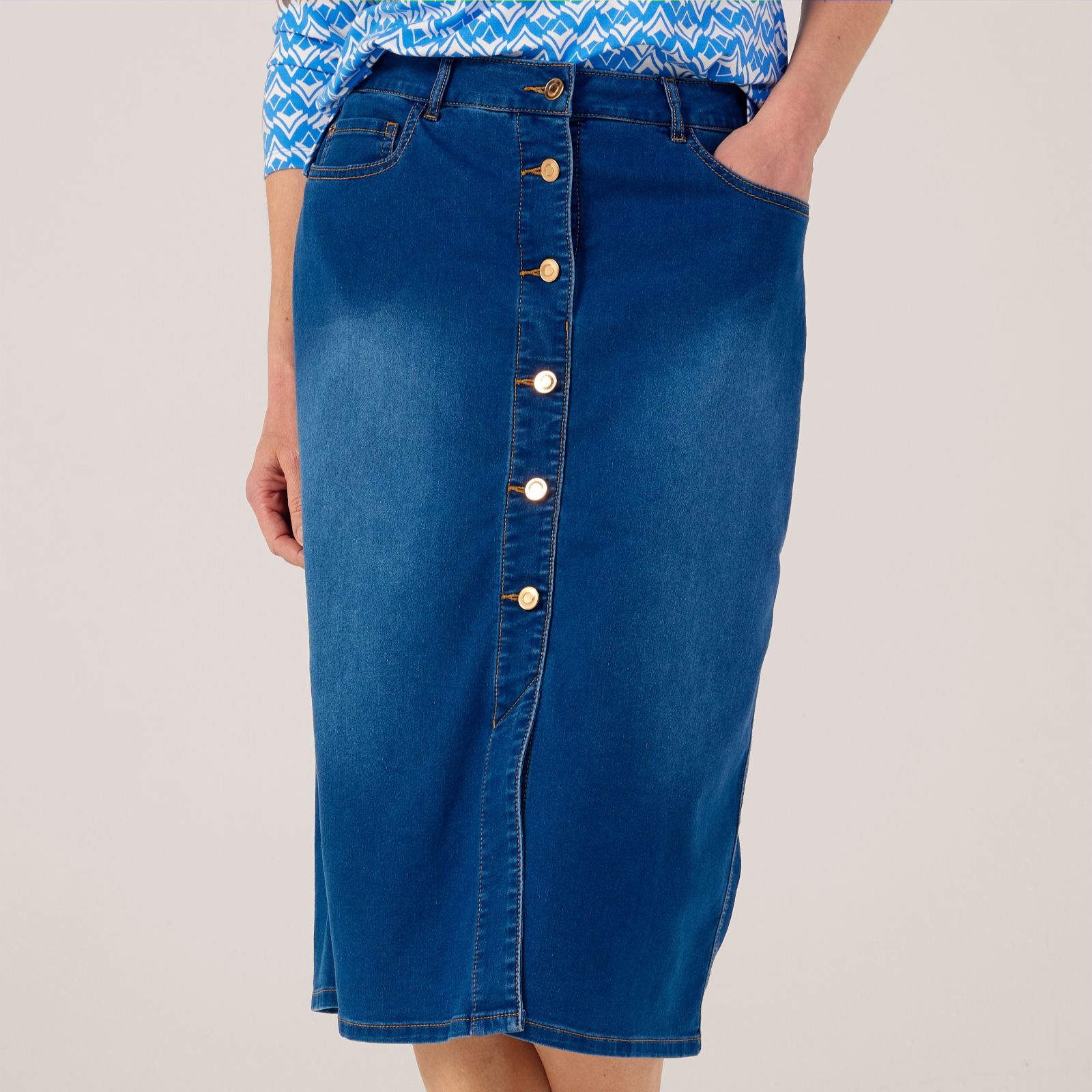 Ruth Langsford Midi Denim Skirt - QVC UK